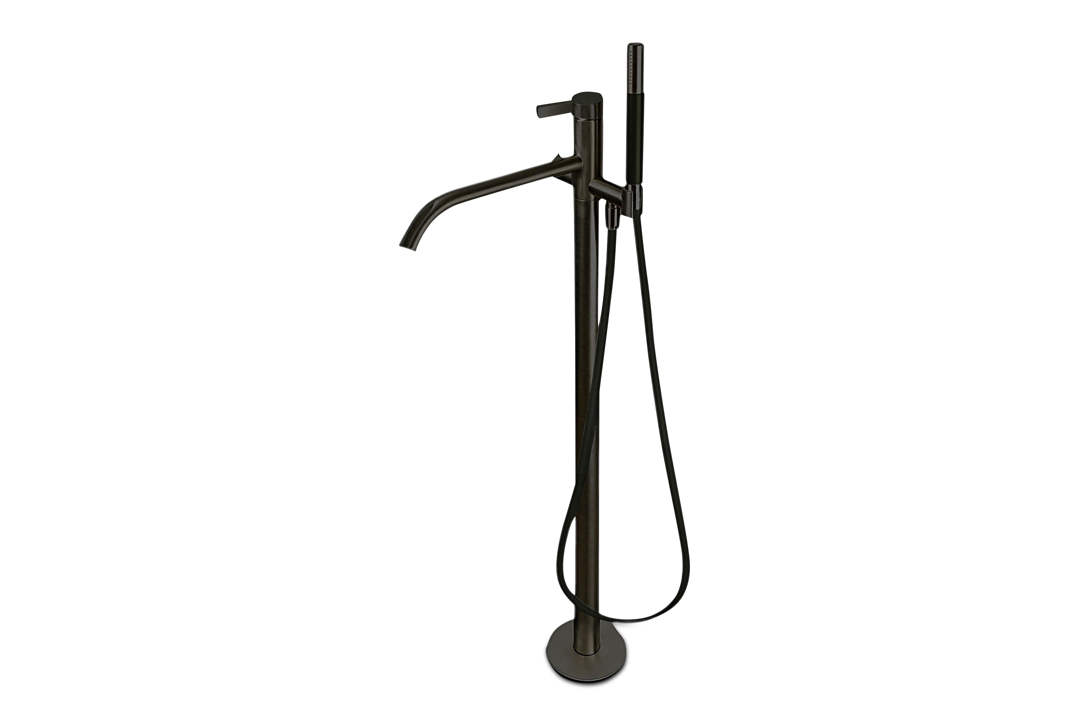 Lagoo - Como - Vrijstaande badmengkraan (afbouwdeel) met mixer en handdouche (staaf) - Mat Zwart - CM3204MB