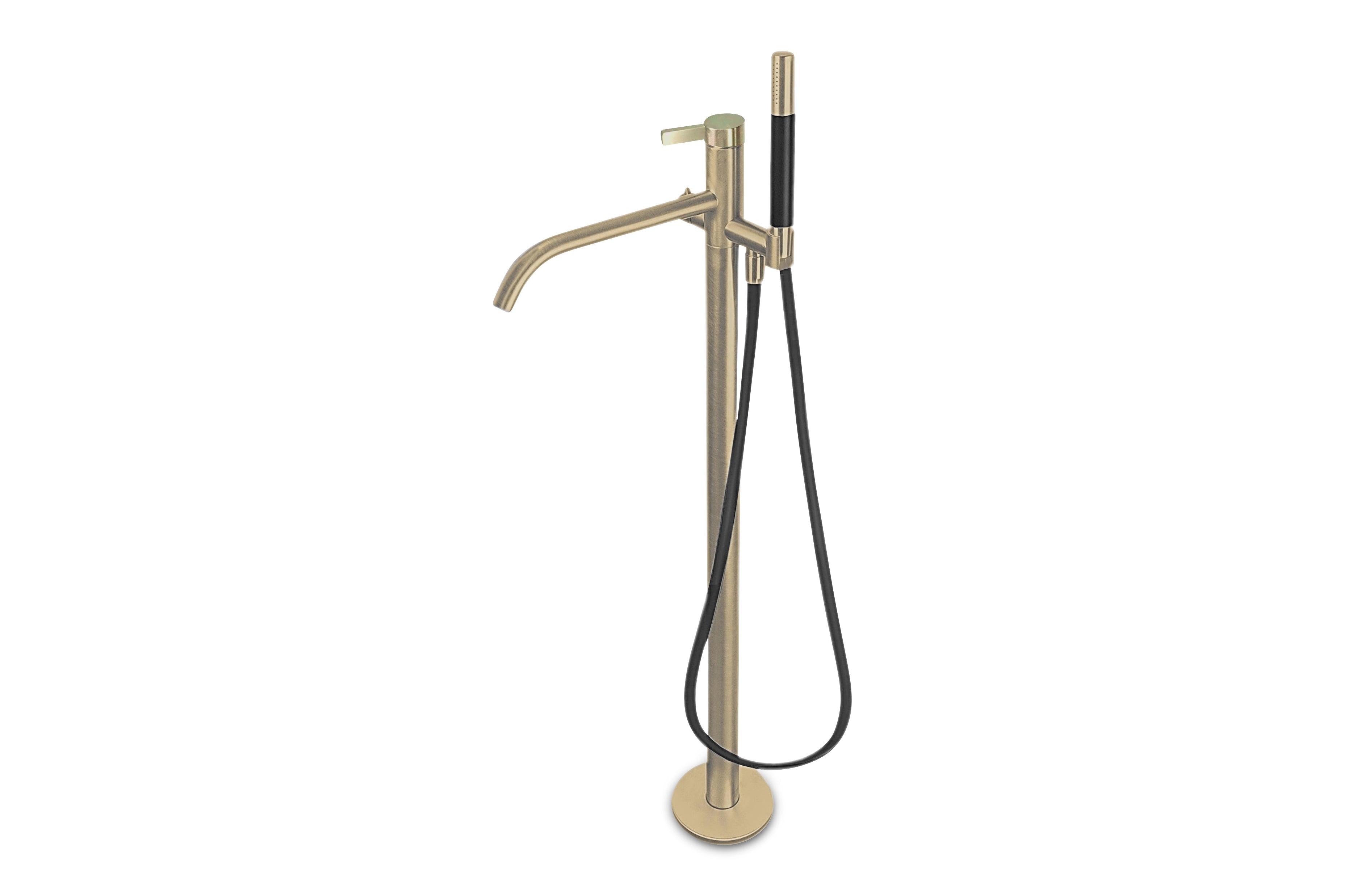 Lagoo - Como - Vrijstaande badmengkraan (afbouwdeel) met mixer en handdouche (staaf) - Geborsteld Champagne PVD - CM3204PG