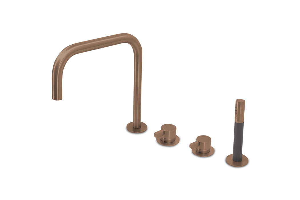 Lagoo - Como - Badrandcombinatie met uitloop, 2 mengkranen en handdouche - Geborsteld Koper PVD - CM3210BK