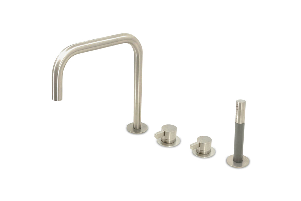 Lagoo - Como - Badrandcombinatie met uitloop, 2 mengkranen en handdouche - Geborsteld Nikkel - CM3210BN