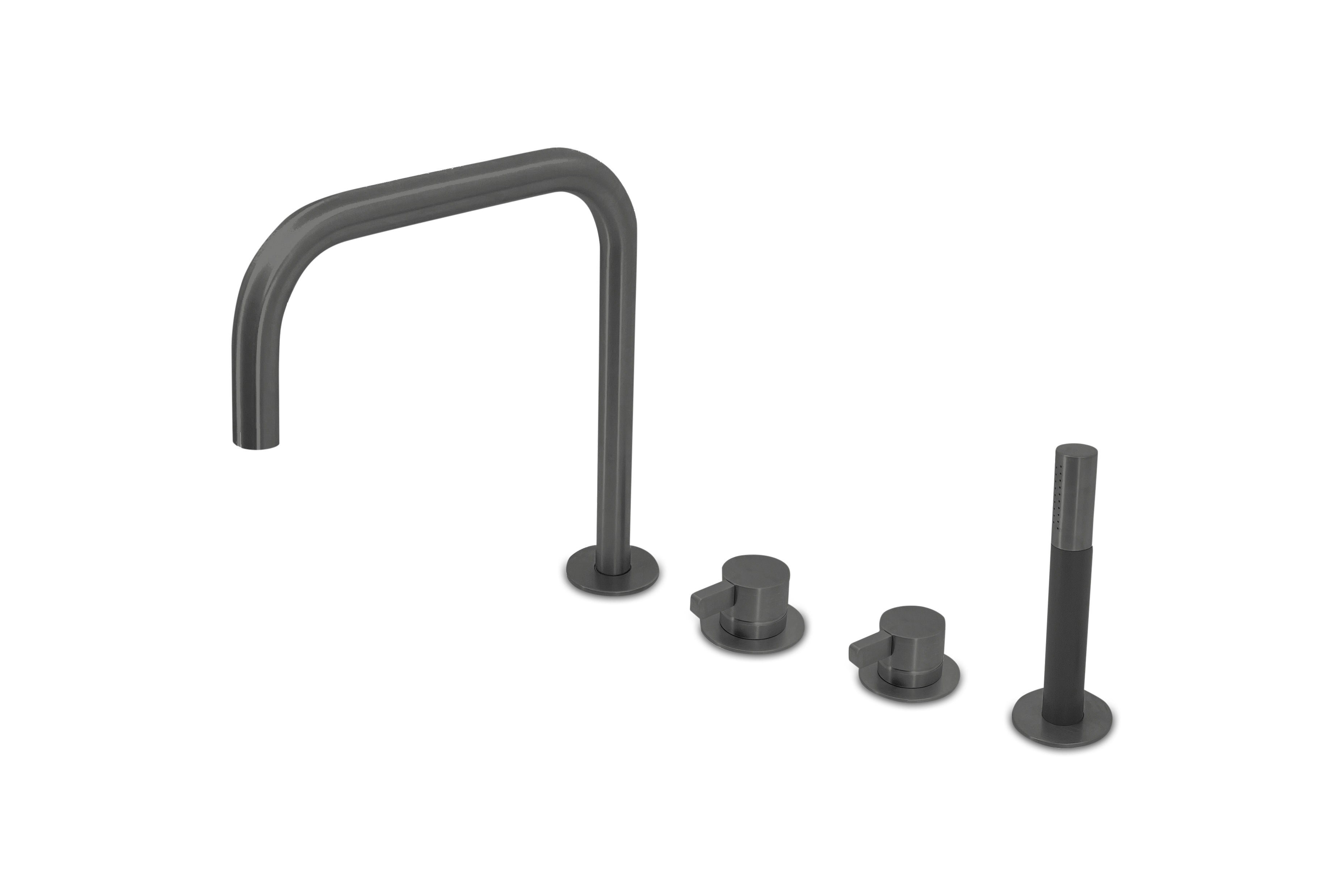 Lagoo - Como - Badrandcombinatie met uitloop, 2 mengkranen en handdouche - Geborsteld Gun Metal PVD - CM3210GM