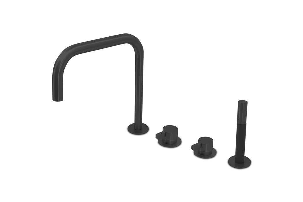 Lagoo - Como - Badrandcombinatie met uitloop, 2 mengkranen en handdouche - Mat Zwart - CM3210MB