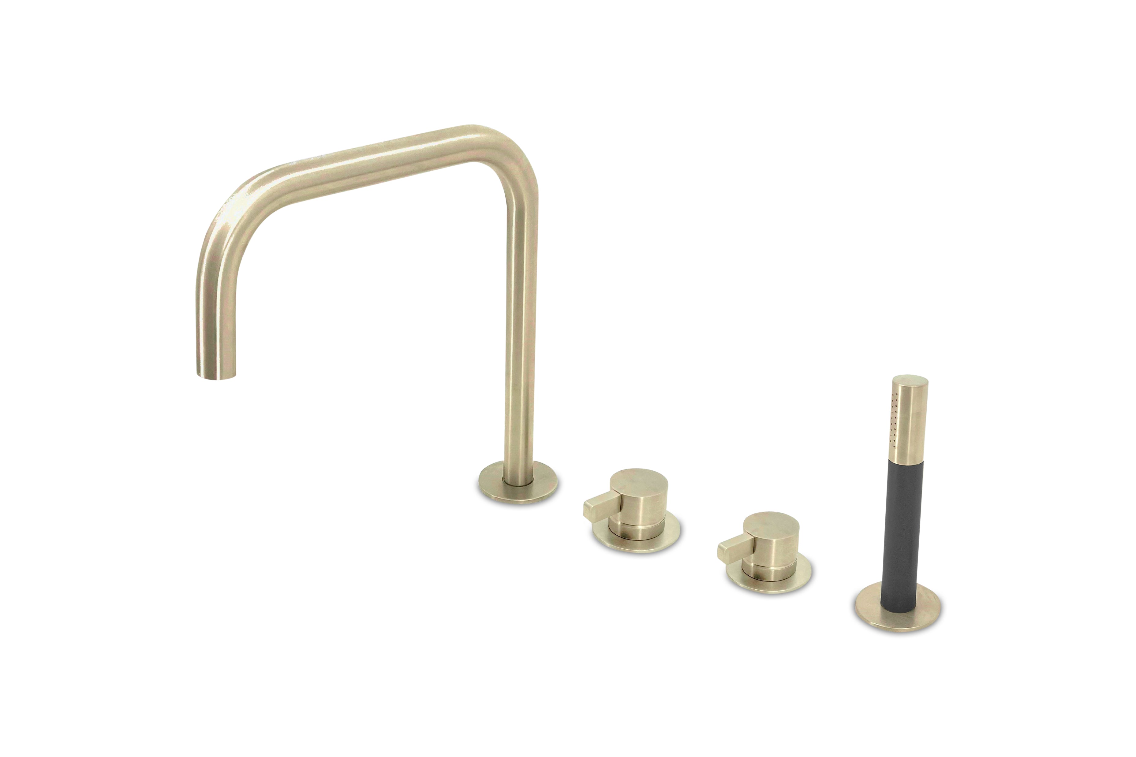 Lagoo - Como - Badrandcombinatie met uitloop, 2 mengkranen en handdouche - Geborsteld Champagne PVD - CM3210PG