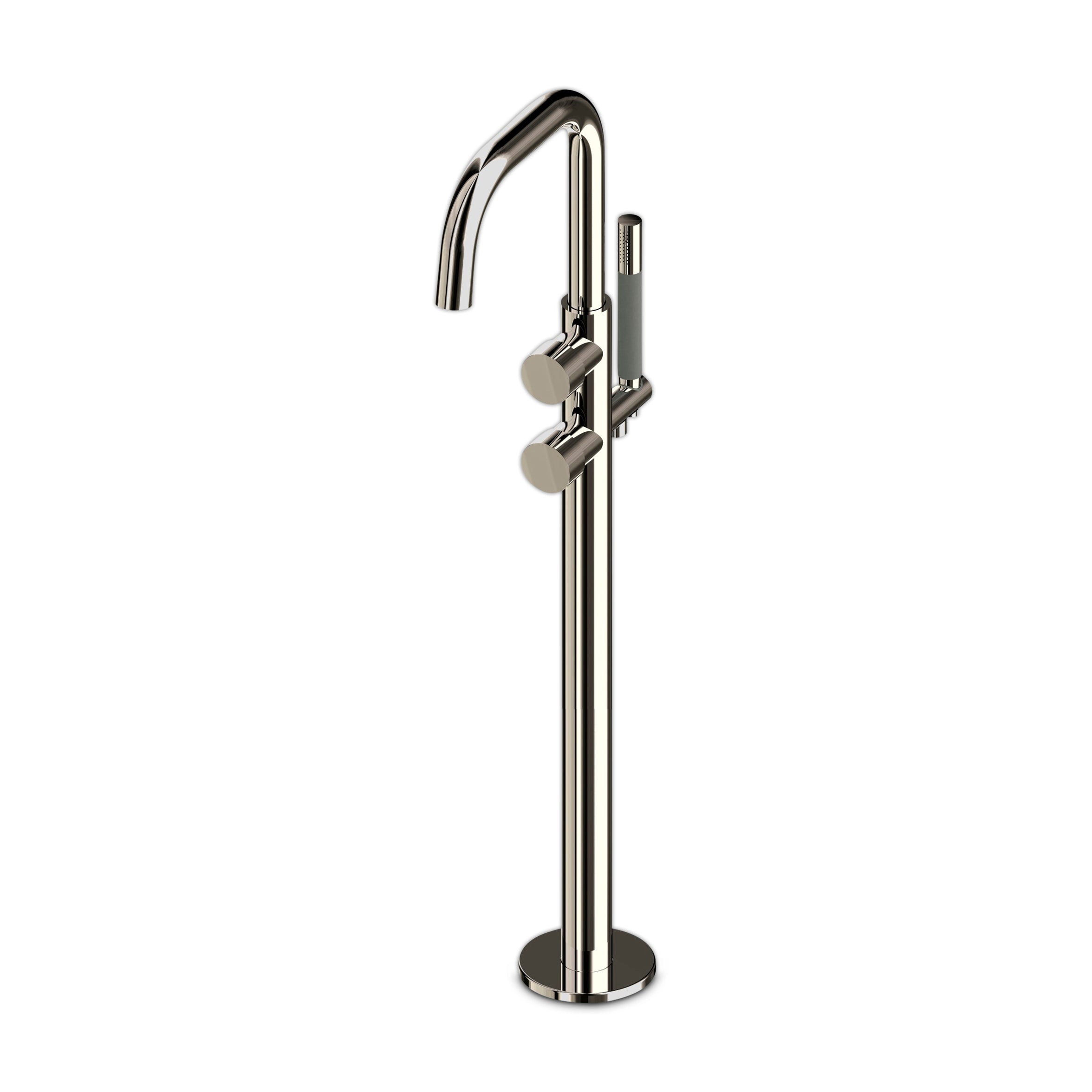 Lagoo - Como - Vrijstaande highflow badmengkraan (afbouwdeel) met mixer en handdouche (staaf) - Geborsteld Nikkel - CM3214BN