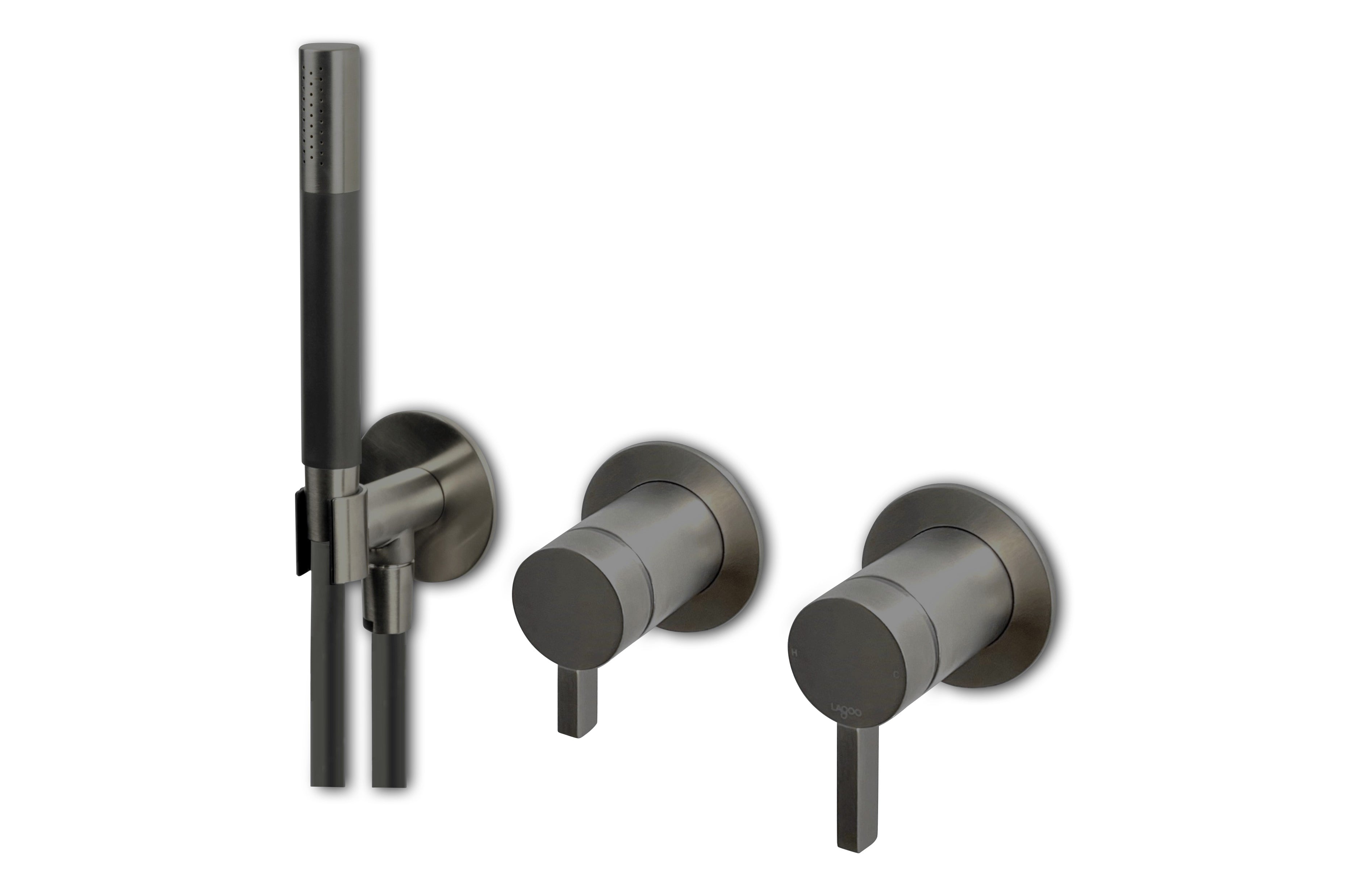 Lagoo - Como - Inbouw douche-/badmengkraan met omstel (afbouwdeel) en handdouche - Geborsteld Gun Metal PVD - CM3218GM