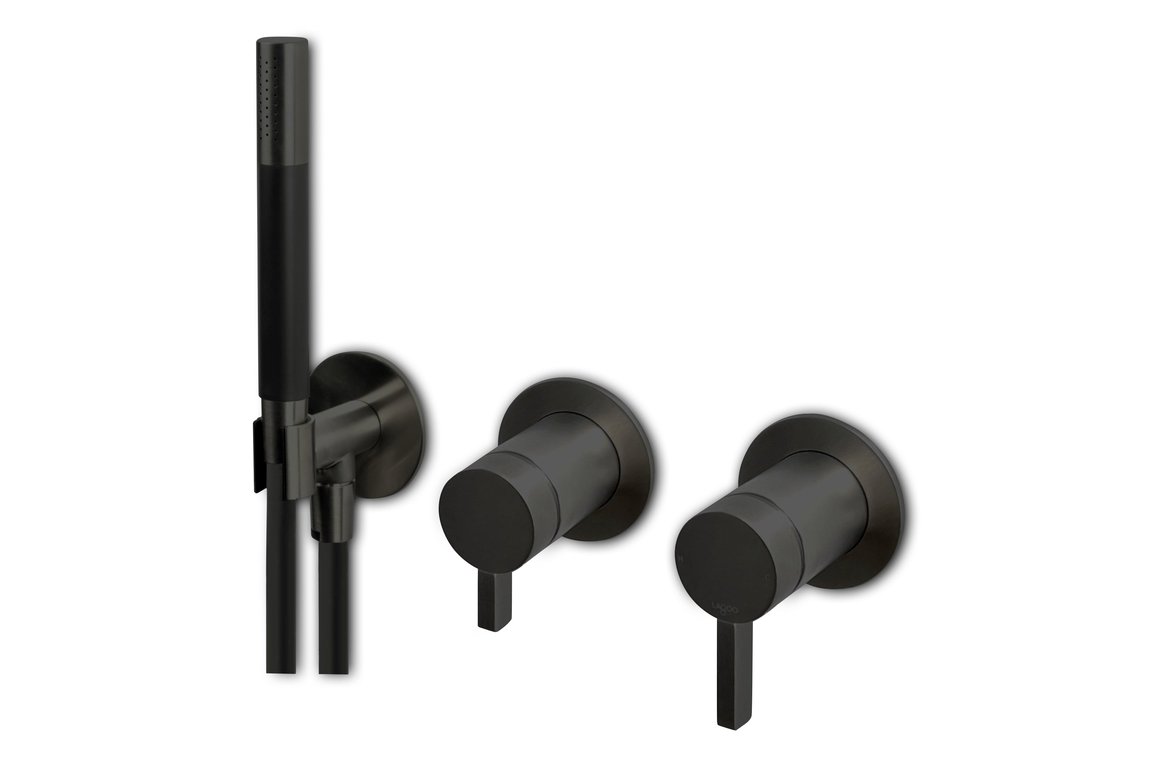 Lagoo - Como - Inbouw douche-/badmengkraan met omstel (afbouwdeel) en handdouche - Mat Zwart - CM3218MB