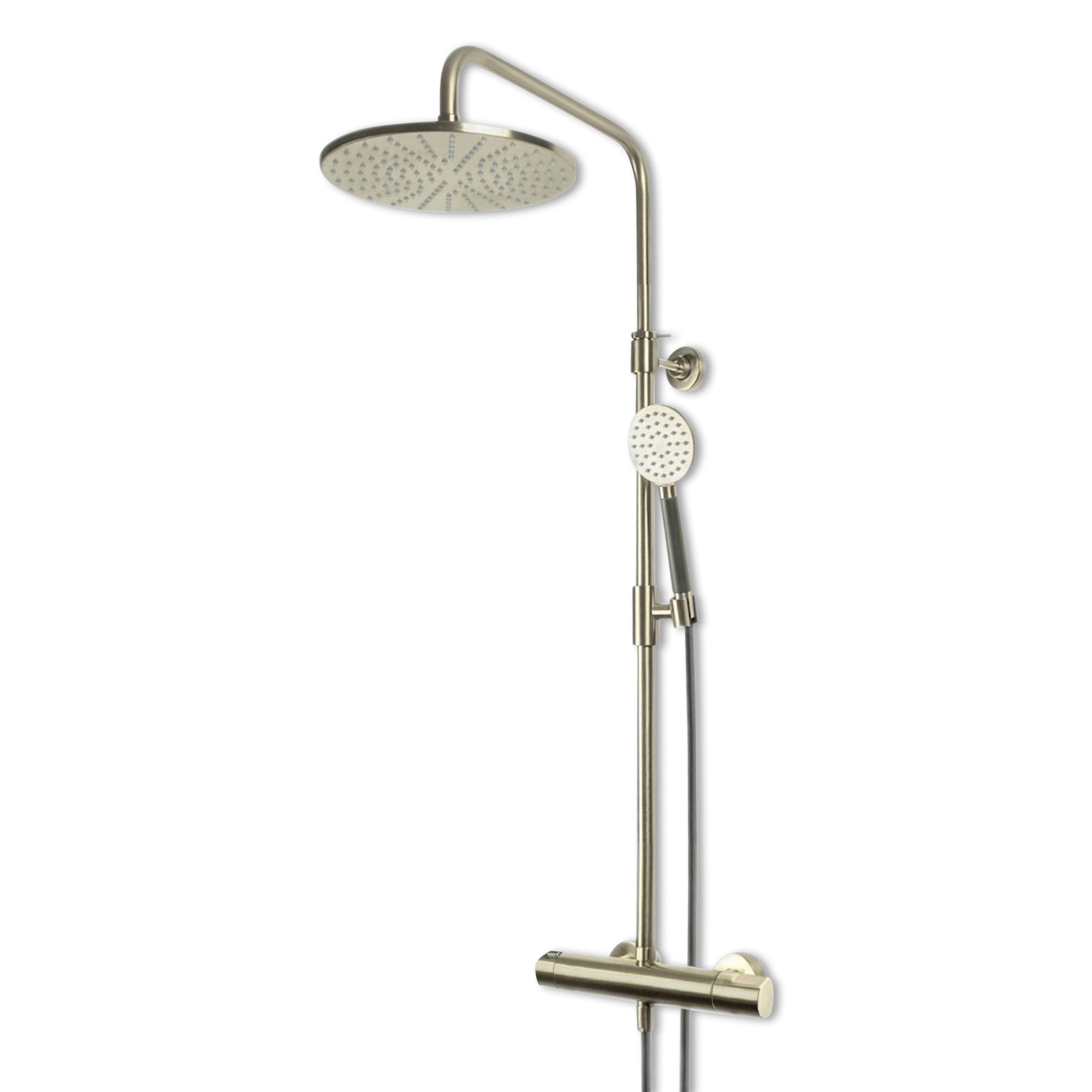 Lagoo - Como - Thermostatische douche set met hoofddouche (250 mm)  en handdouche (rond) - Geborsteld Nikkel - CM5203BN