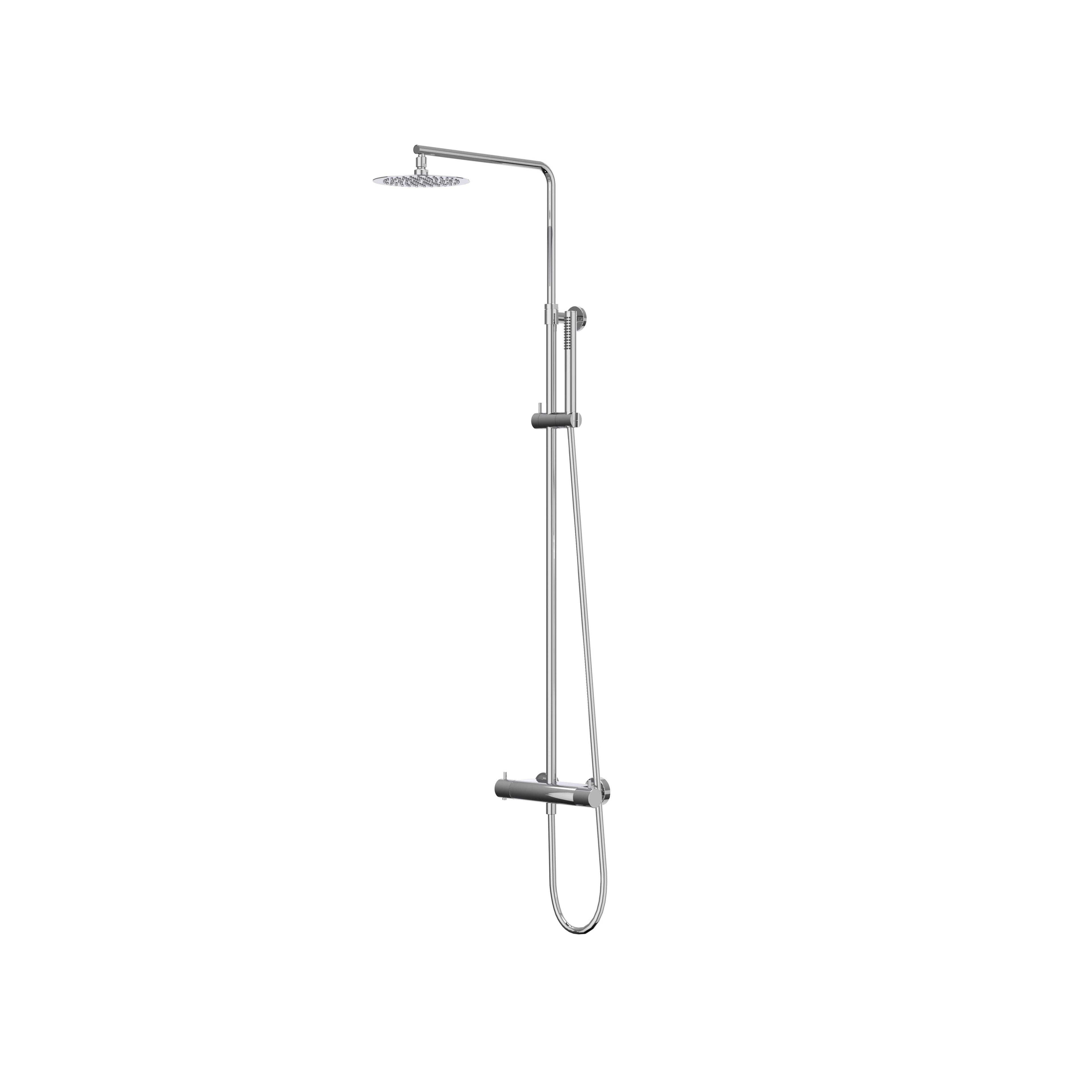 IVY Bond opbouw regendoucheset - 25cm slim hoofddouche - staafhanddouche - chroom
