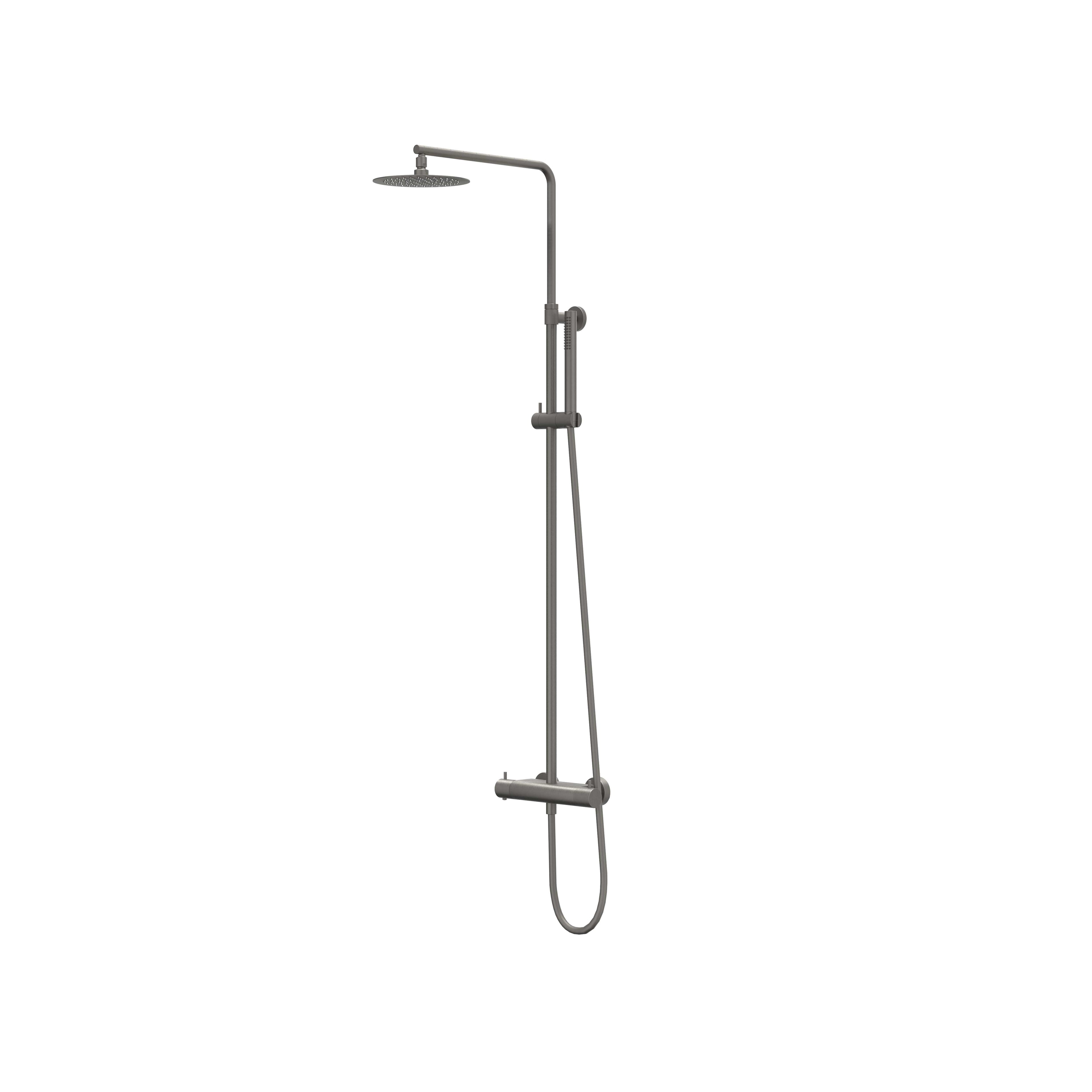 IVY Bond opbouw regendoucheset - 30cm slim hoofddouche - satin spray handdouche - geborsteld metal black pvd