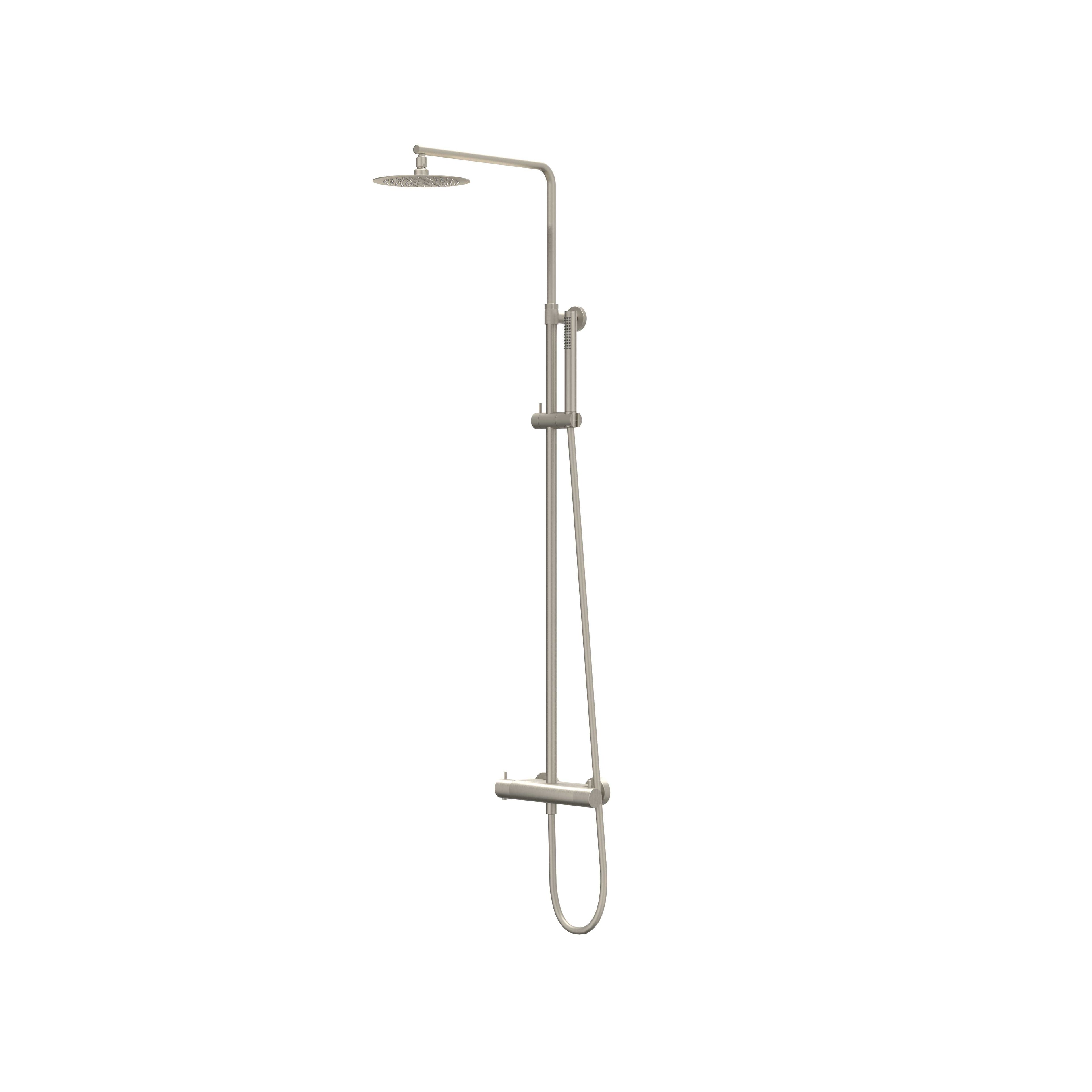 IVY Bond opbouw regendoucheset - 30cm medium hoofddouche - satin spray handdouche - geborsteld nickel pvd