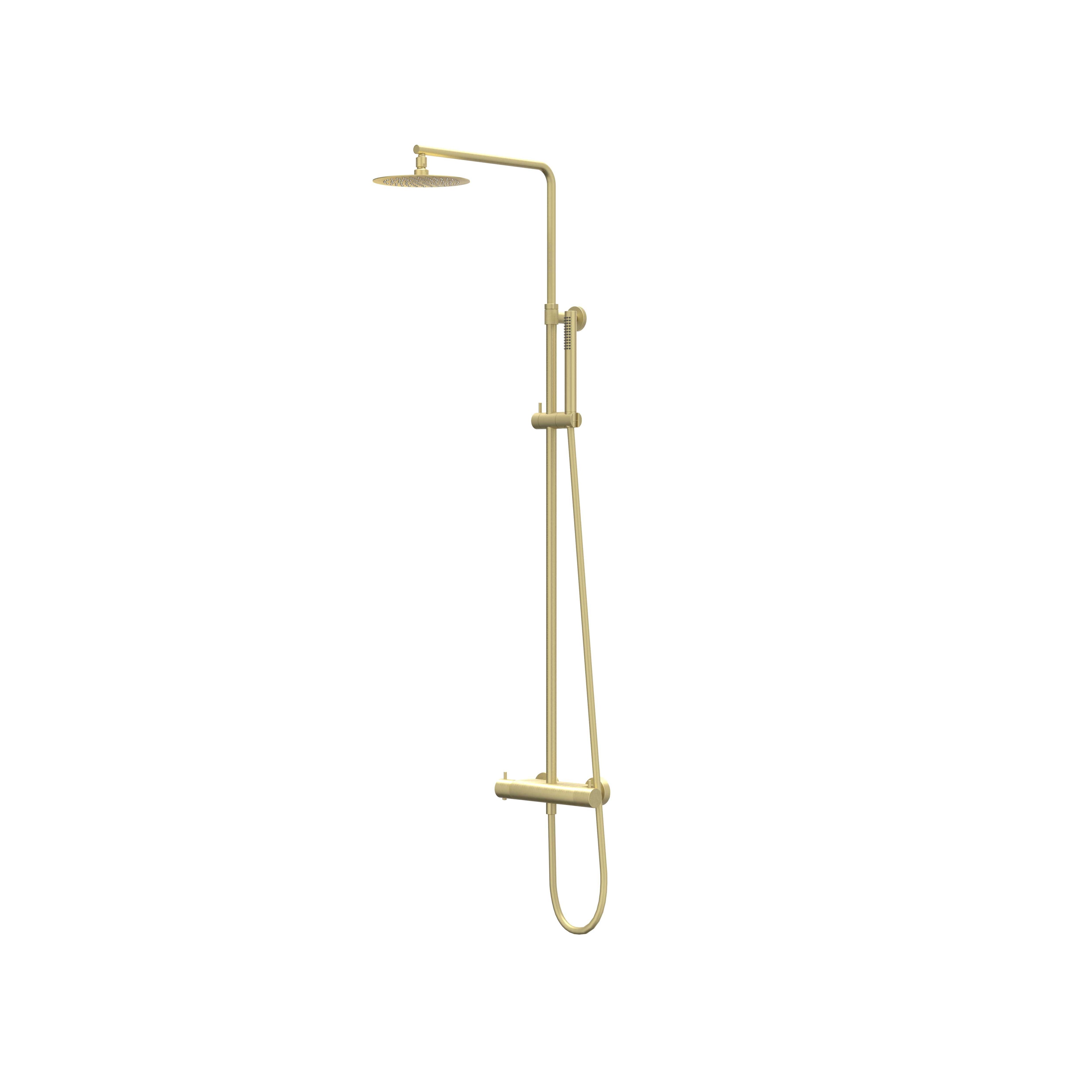 IVY Bond opbouw regendoucheset - 20cm slim hoofddouche - staafhanddouche - geborsteld mat goud pvd