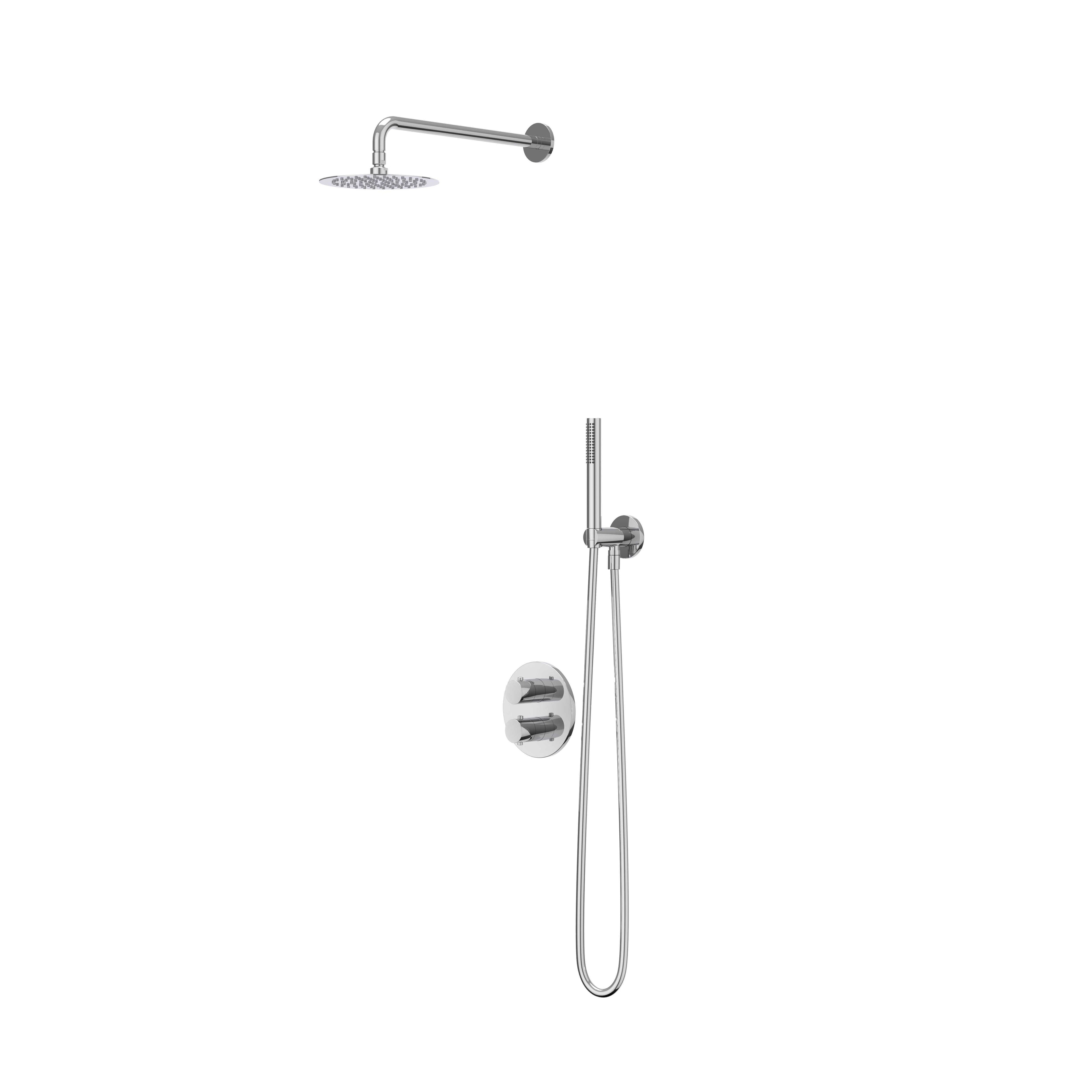 IVY Bond inbouw regendoucheset 2-weg - 40cm wandarm - 20cm slim hoofddouche rond - glijstang - 3-standen handdouche - chroom