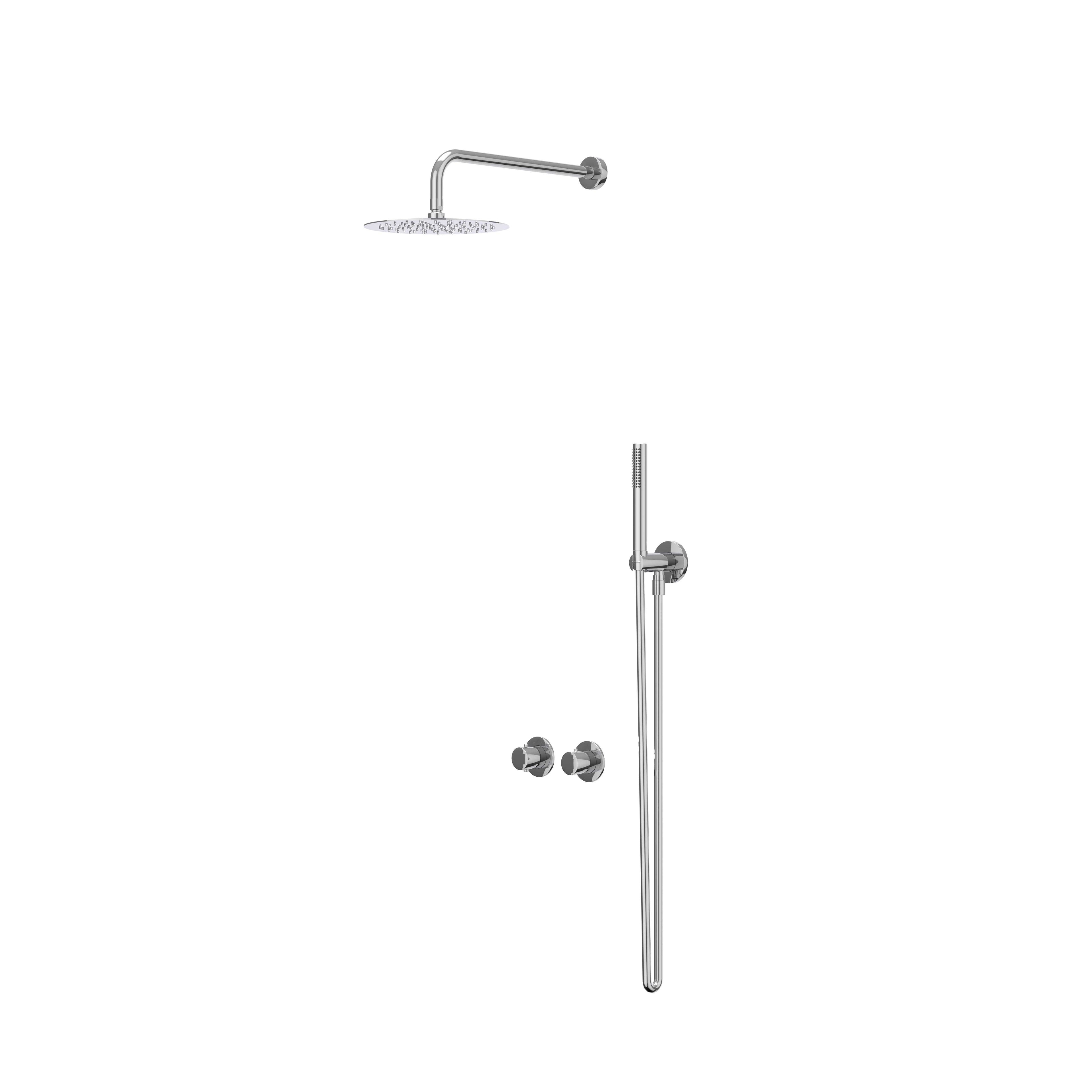 IVY Bond inbouw regendoucheset symmetry 2-weg - 30cm plafondbuis - 30cm medium hoofddouche - wandhouder - satin spray handdouche - chroom