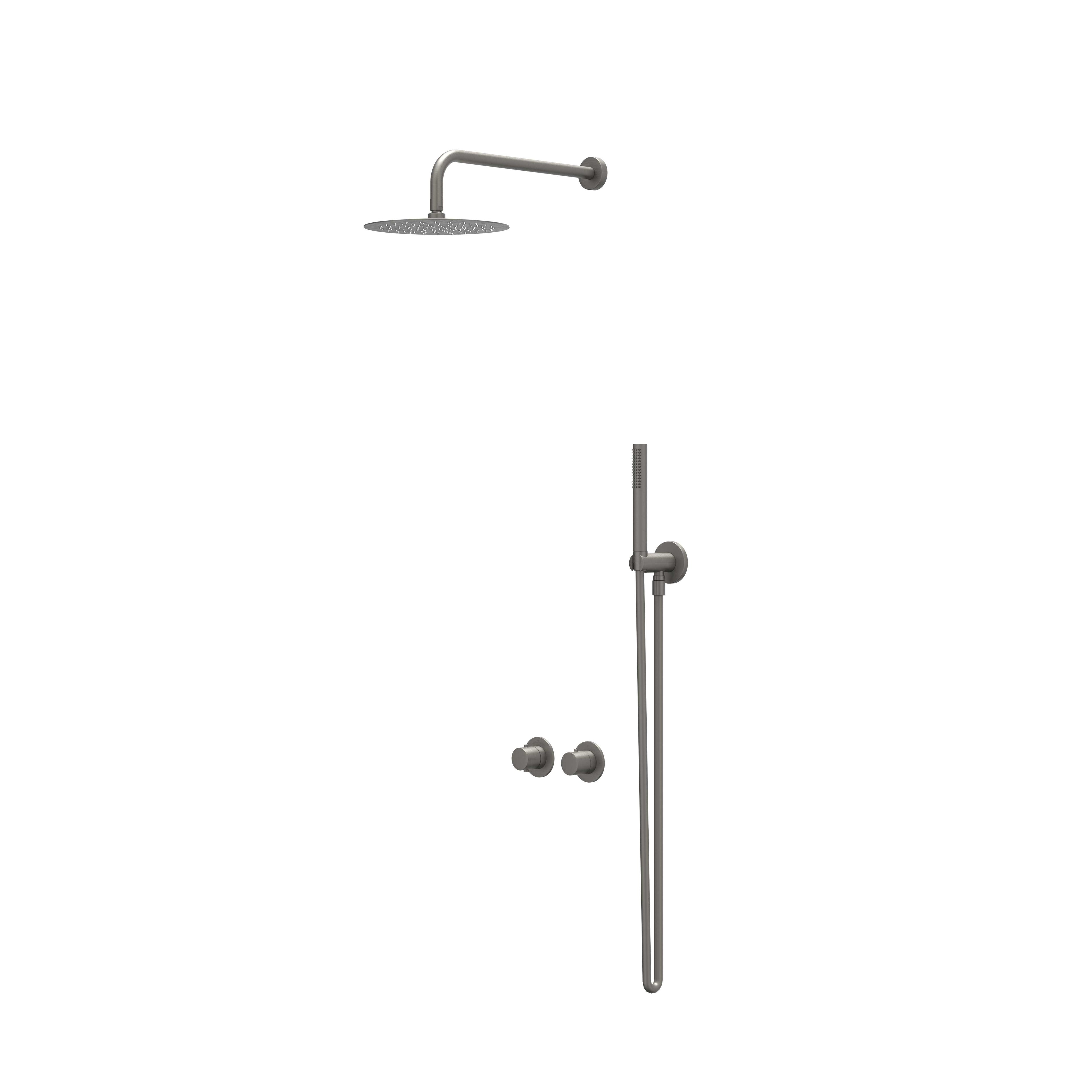 IVY Bond inbouw regendoucheset symmetry 2-weg - 15cm plafondbuis - 20cm slim hoofddouche - glijstang - 3-standen handdouche - geborsteld metal black pvd