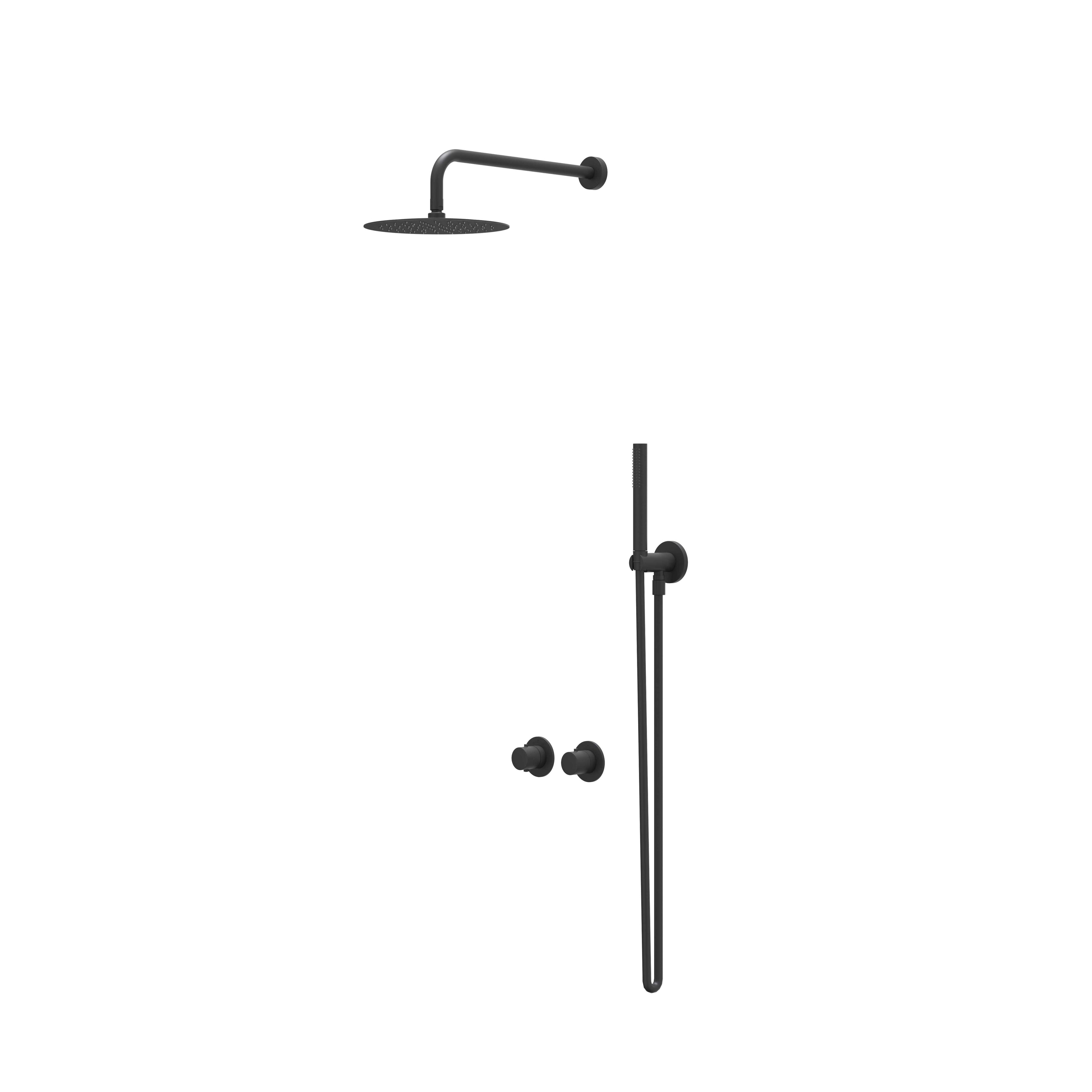 IVY Bond inbouw regendoucheset symmetry 2-weg - 30cm plafondbuis - 30cm medium hoofddouche - wandhouder - 3-standen handdouche - mat zwart ped
