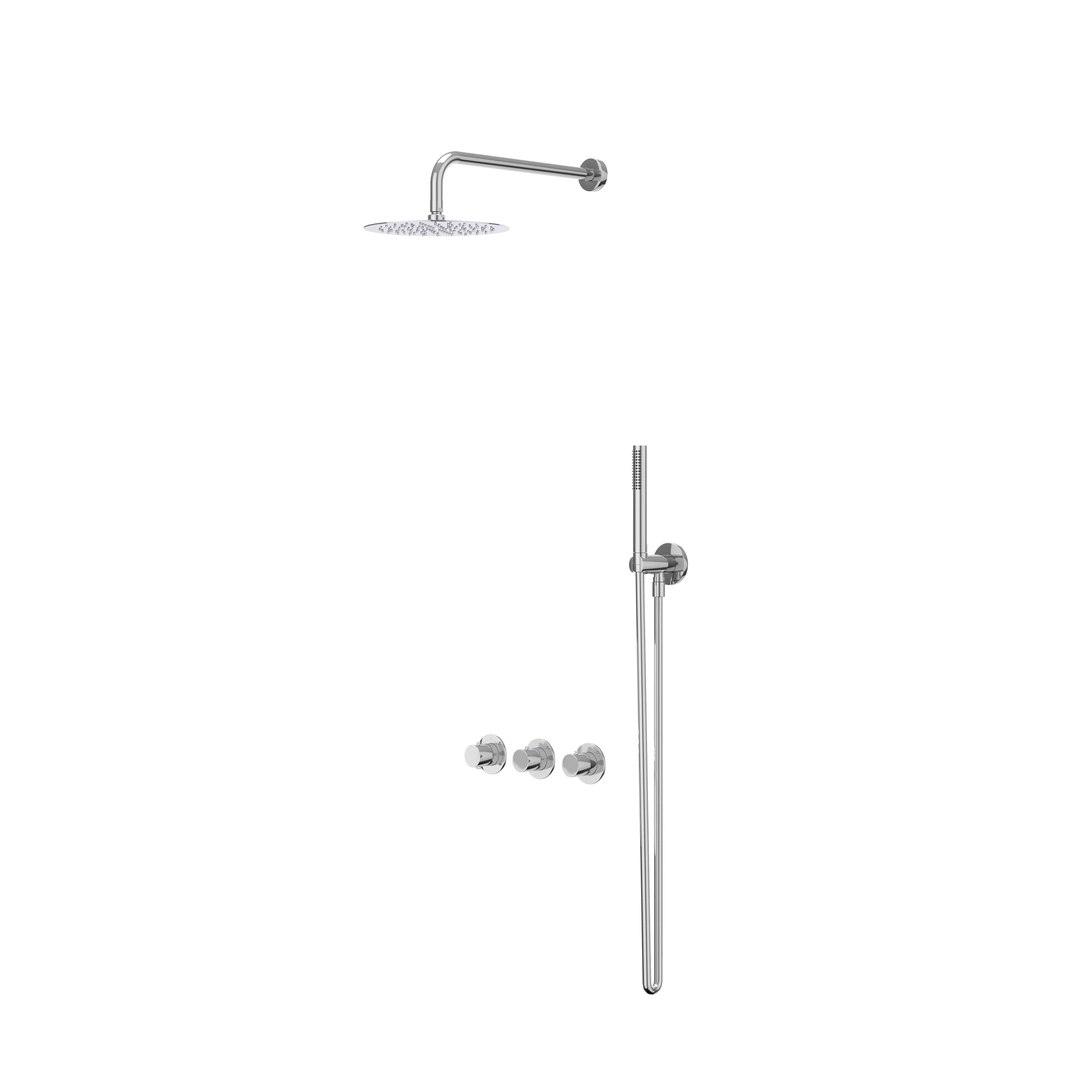 IVY Bond inbouw regendoucheset symmetry 2 stopkranen - 15cm plafondbuis - 20cm medium hoofddouche - glijstang - staafhanddouche - chroom