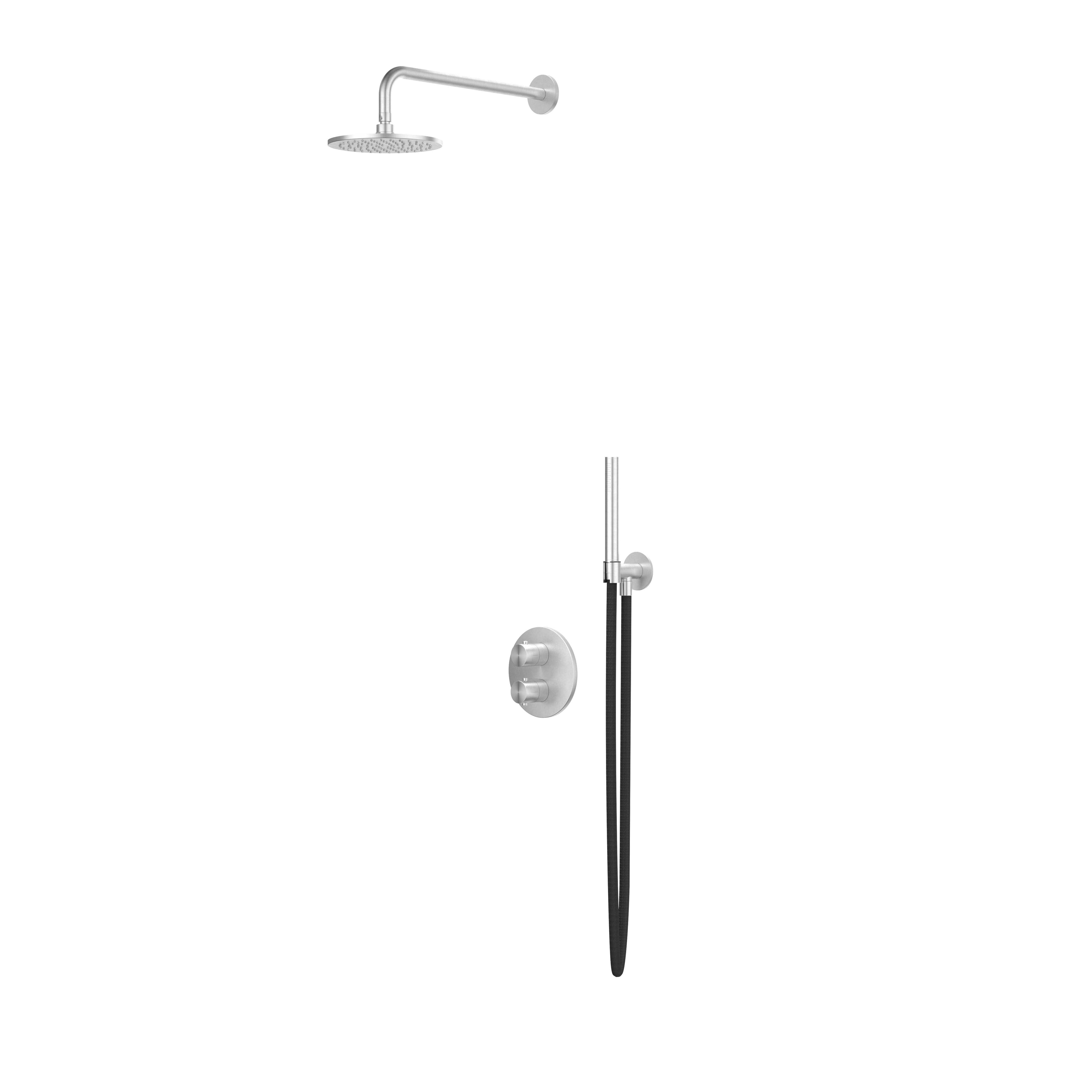 IVY Concord inbouw regendoucheset symmetry 2-weg - 20cm plafondbuis - 20cm medium hoofddouche - wandhouder - staafhanddouche - rvs316 geborsteld