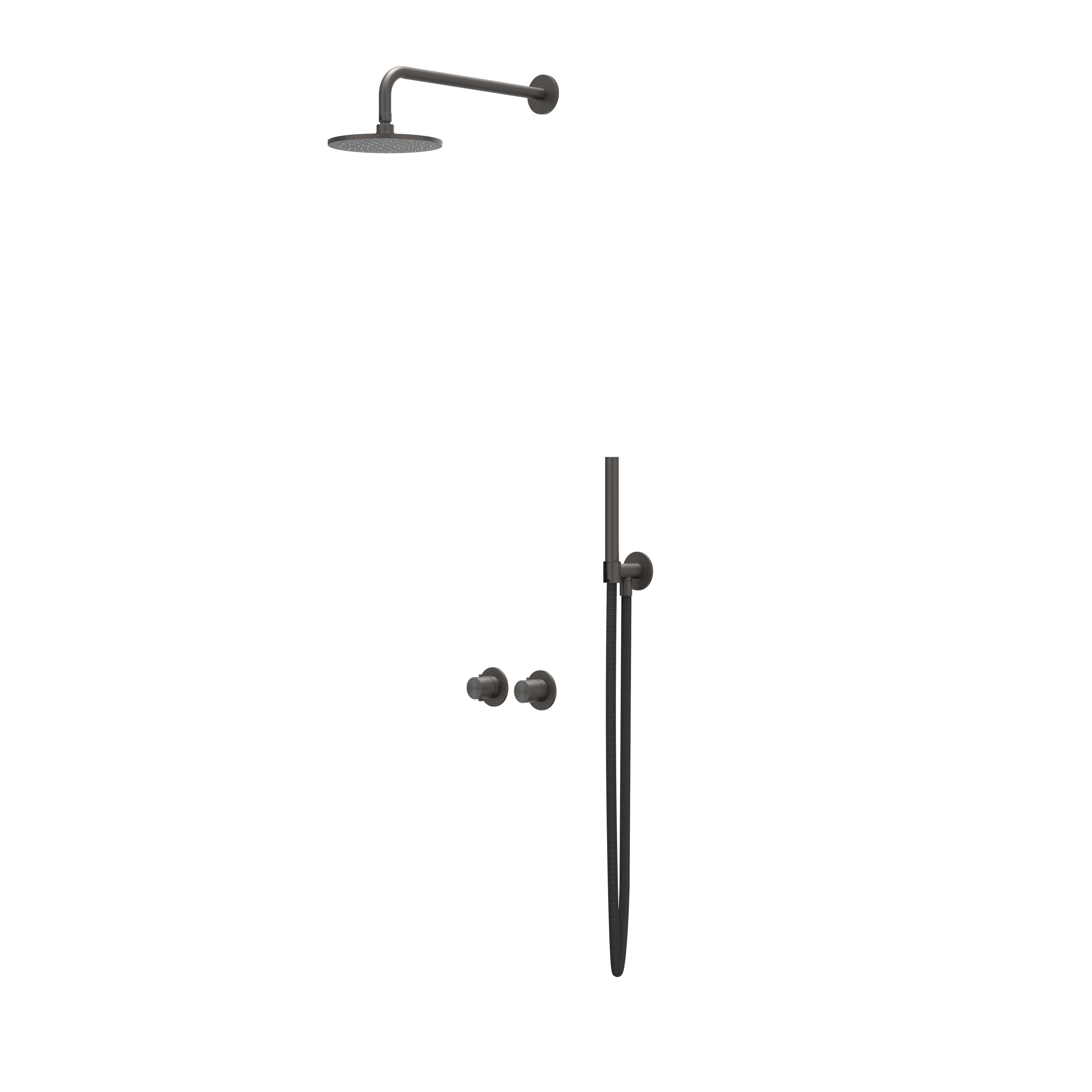 IVY Concord inbouw regendoucheset symmetry 2-weg - 20cm plafondbuis - 25cm medium hoofddouche - glijstang - staafhanddouche - rvs316 geborsteld carbon black pvd