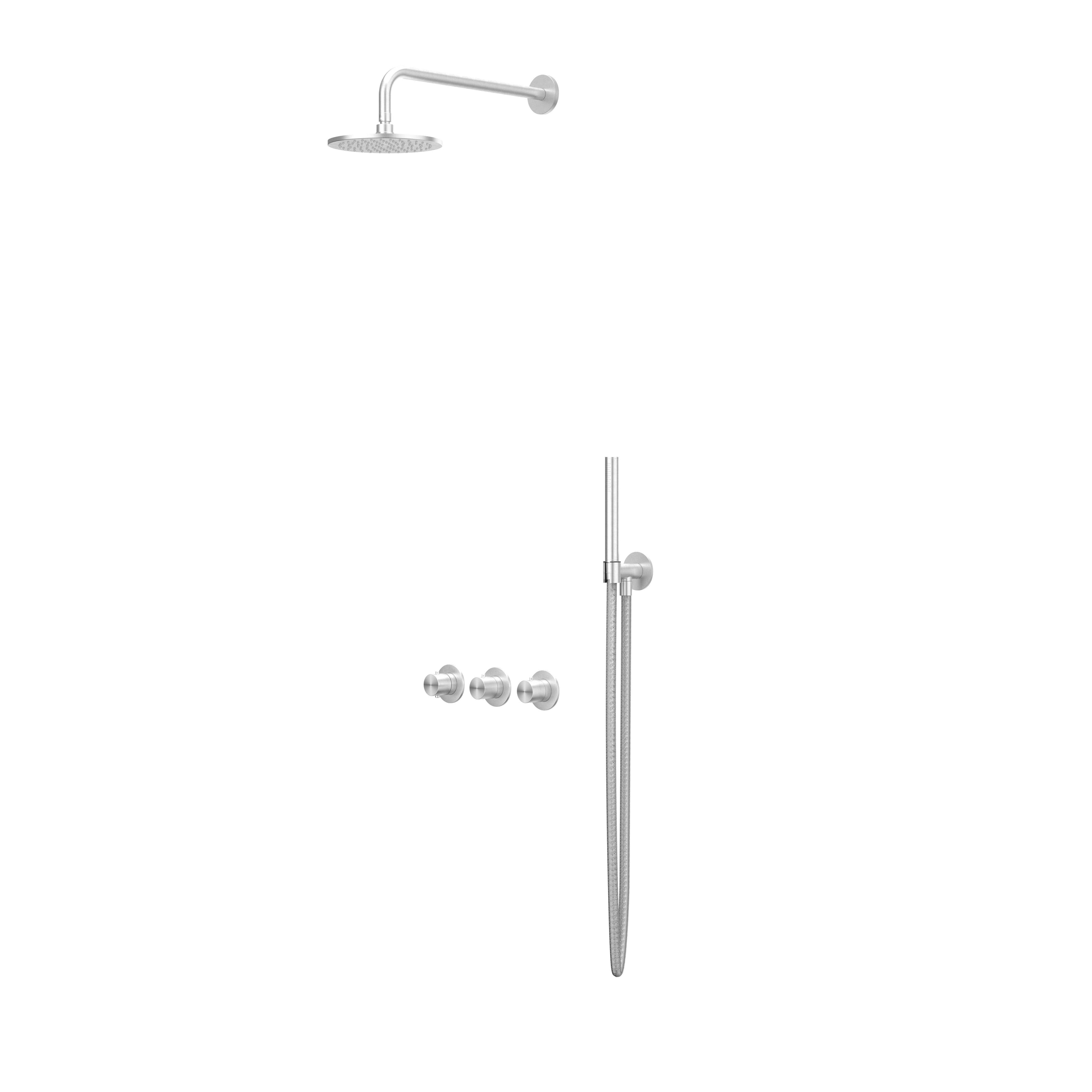 IVY Concord inbouw regendoucheset symmetry 2 stopkranen - 20cm plafondbuis - 30cm medium hoofddouche - glijstang - staafhanddouche - rvs316 geborsteld