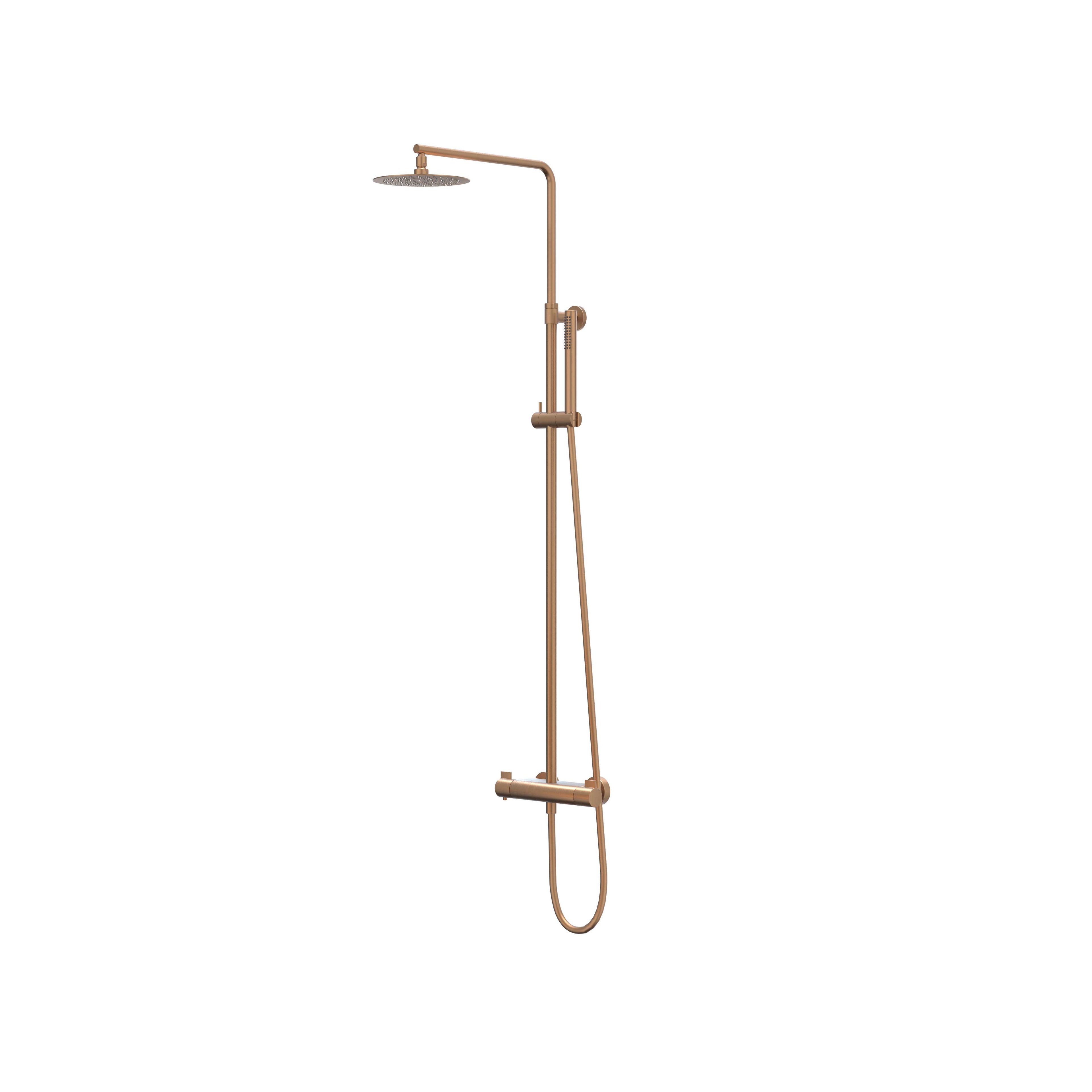 IVY Pact opbouw regendoucheset - 30cm slim hoofddouche - 3-standen handdouche - geborsteld mat koper pvd