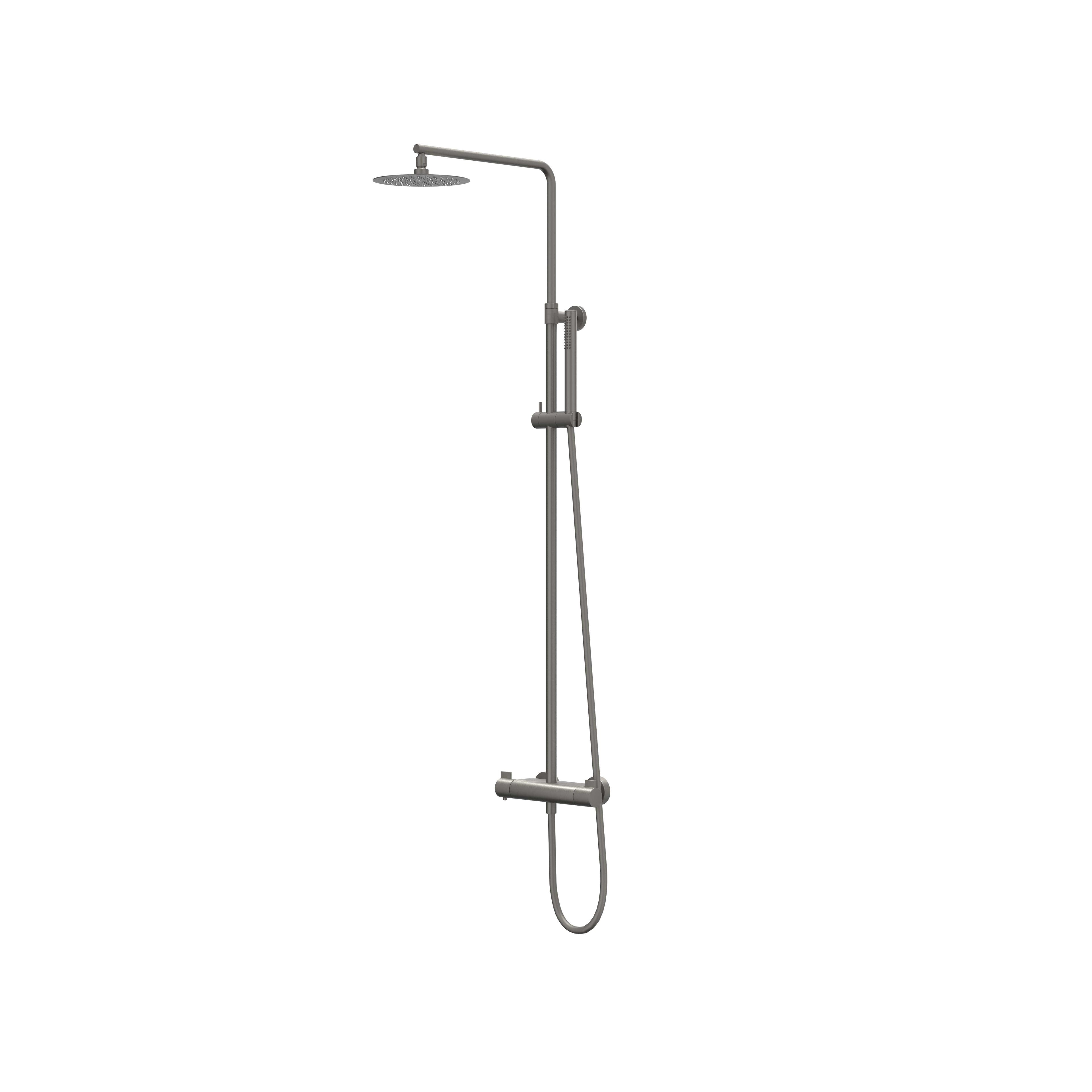 IVY Pact opbouw regendoucheset - 25cm medium hoofddouche - staafhanddouche - geborsteld metal black pvd