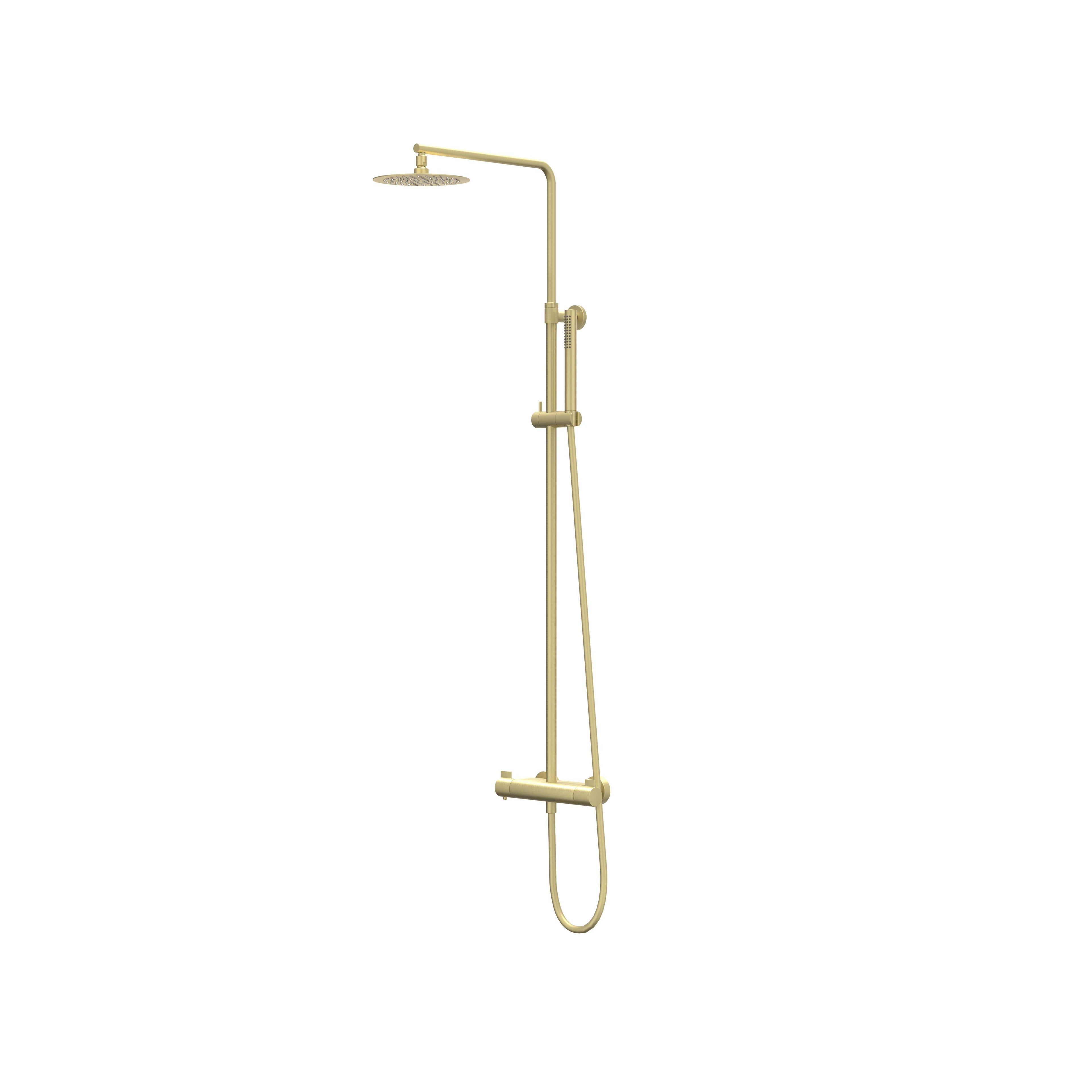 IVY Pact opbouw regendoucheset - 30cm medium hoofddouche - staafhanddouche - geborsteld mat goud pvd