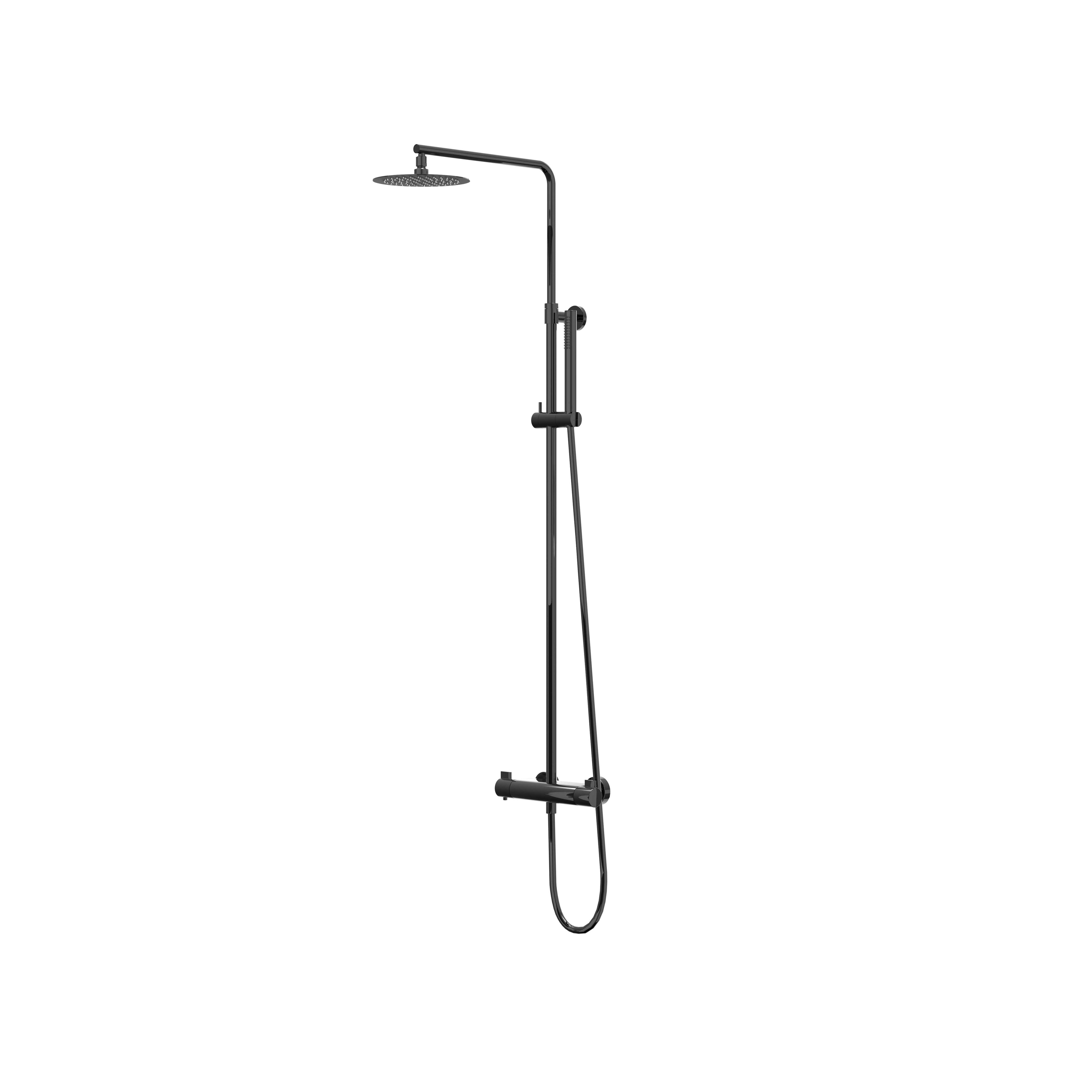 IVY Pact opbouw regendoucheset - 30cm slim hoofddouche - staafhanddouche - zwart chroom pvd