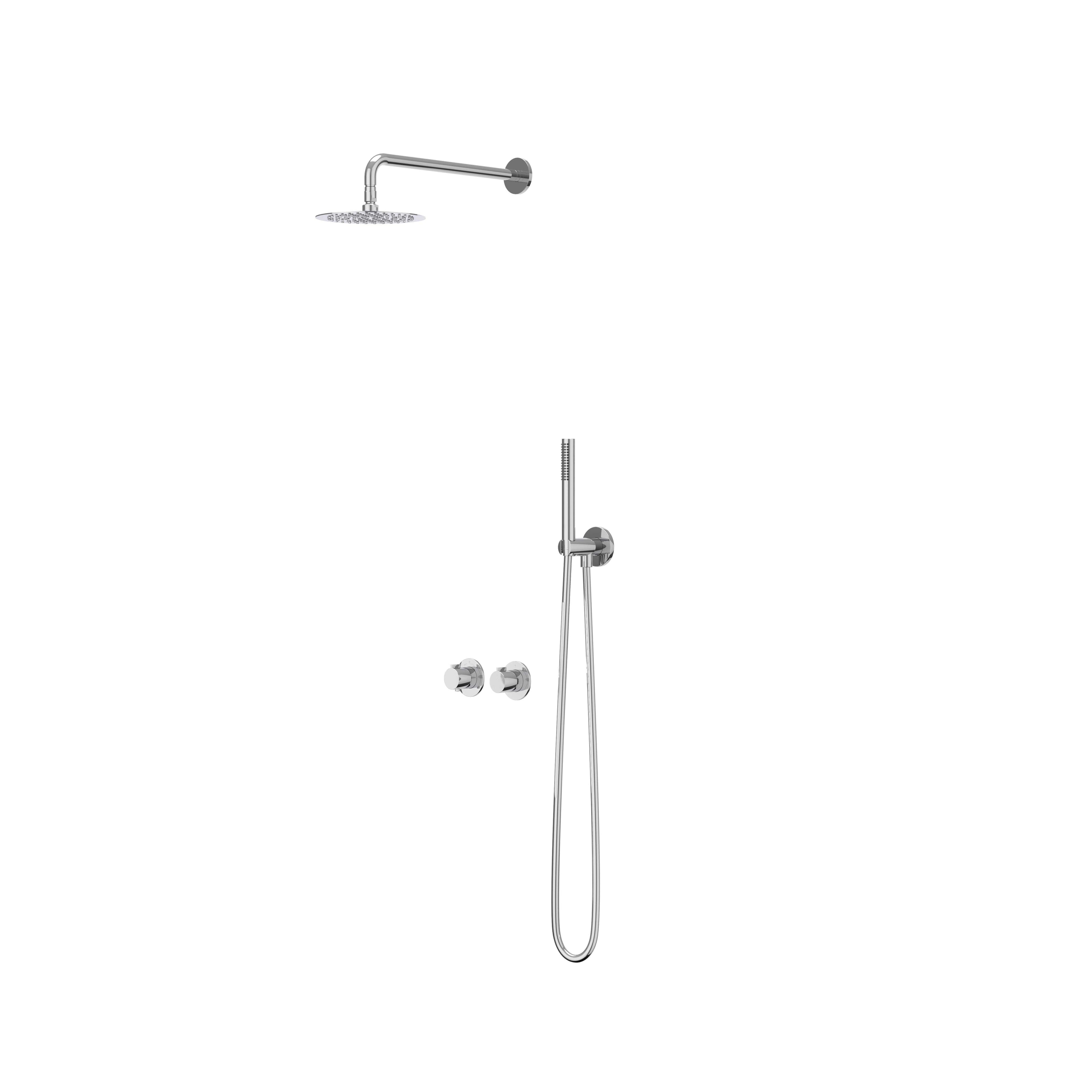 IVY Pact inbouw regendoucheset symmetry 2-weg - 40cm wandarm - 25cm slim hoofddouche - wandhouder - satin spray handdouche - chroom