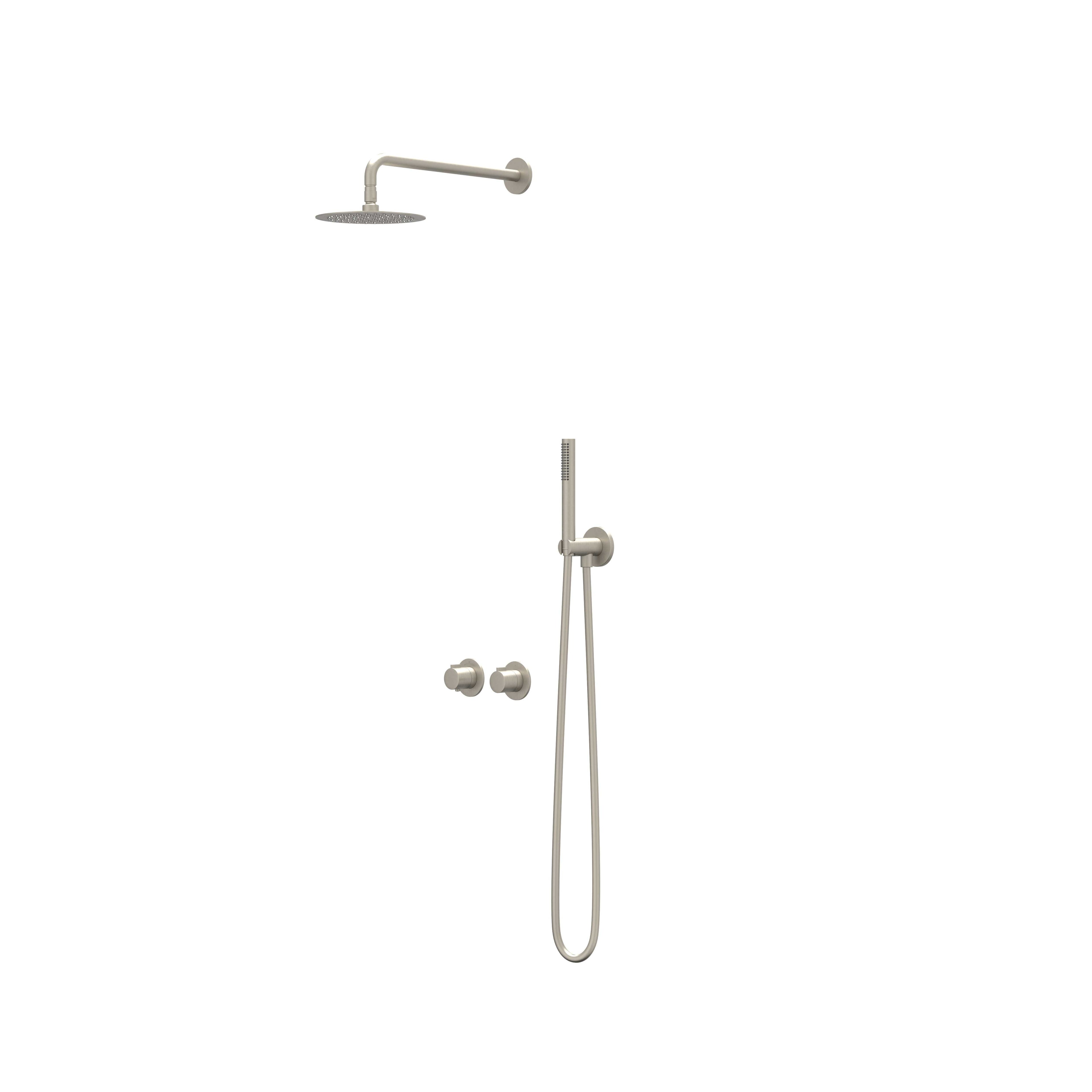 IVY Pact inbouw regendoucheset symmetry 2-weg - 30cm plafondbuis - 30cm medium hoofddouche - wandhouder - 3-standen handdouche - geborsteld nickel pvd
