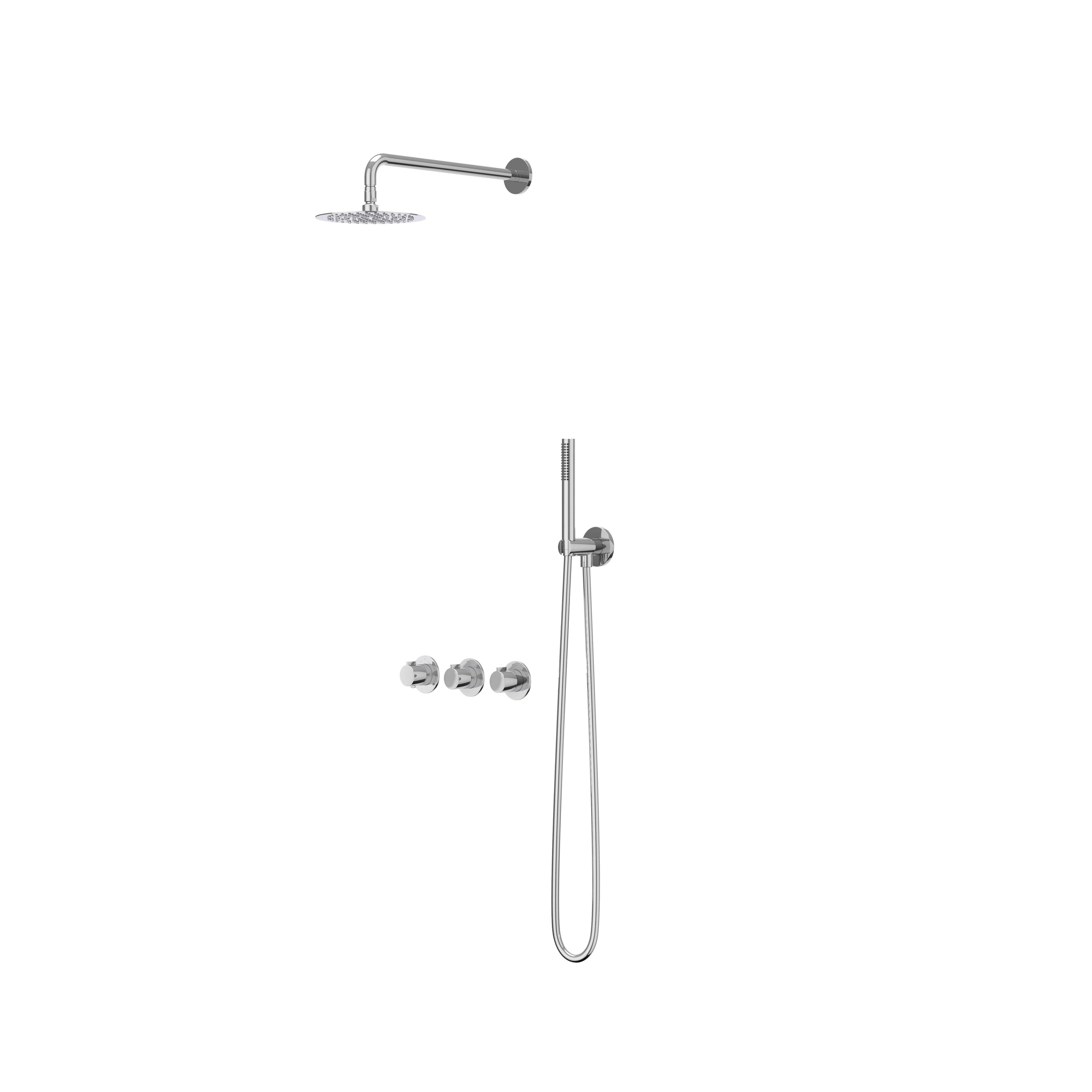 IVY Pact inbouw regendoucheset symmetry 2 stopkranen - 30cm plafondbuis - 20cm medium hoofddouche - wandhouder - 3-standen handdouche - chroom