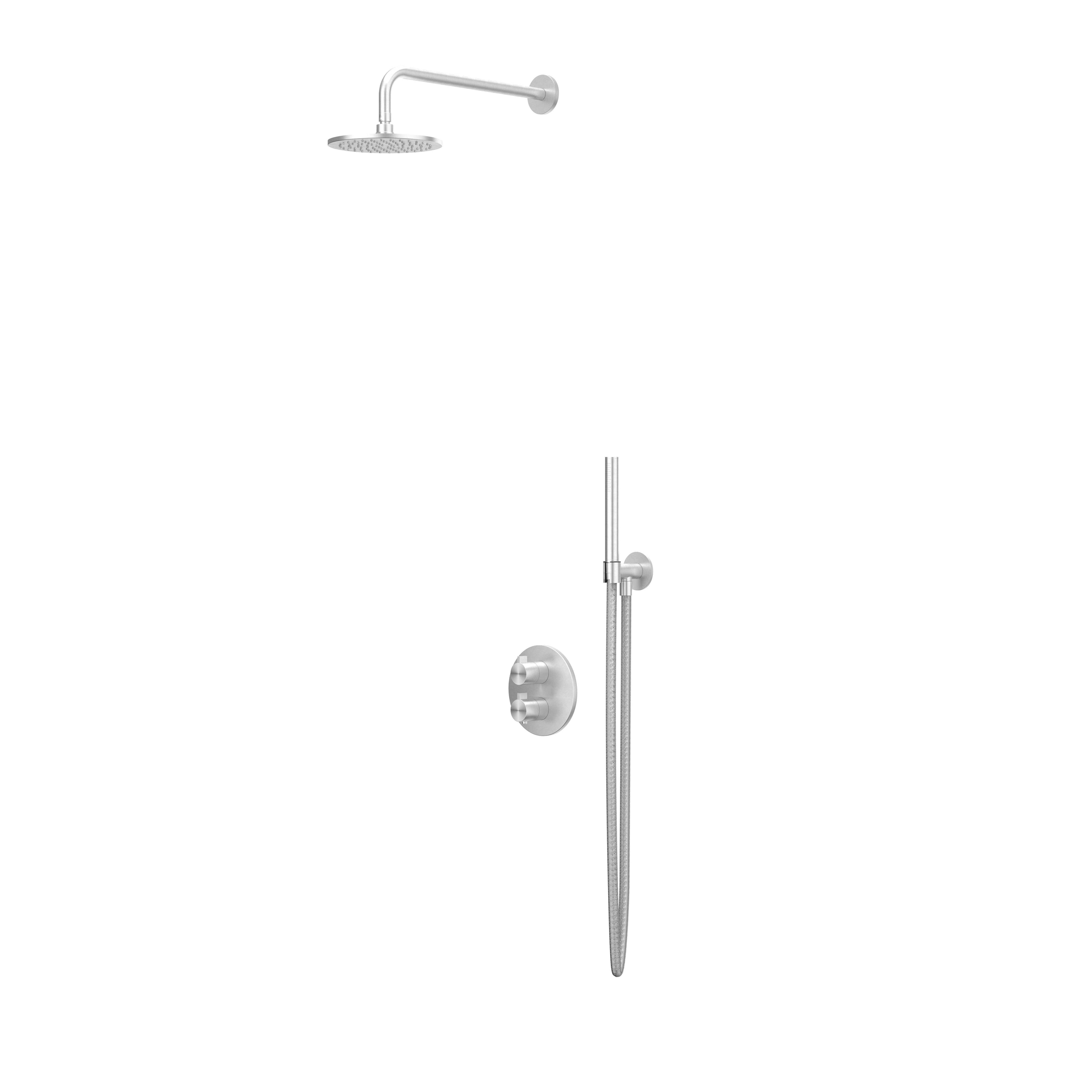 IVY Tribe inbouw regendoucheset 2-weg - 30cm plafondbuis - 25cm medium hoofddouche rond - glijstang - staafhanddouche - rvs316 geborsteld