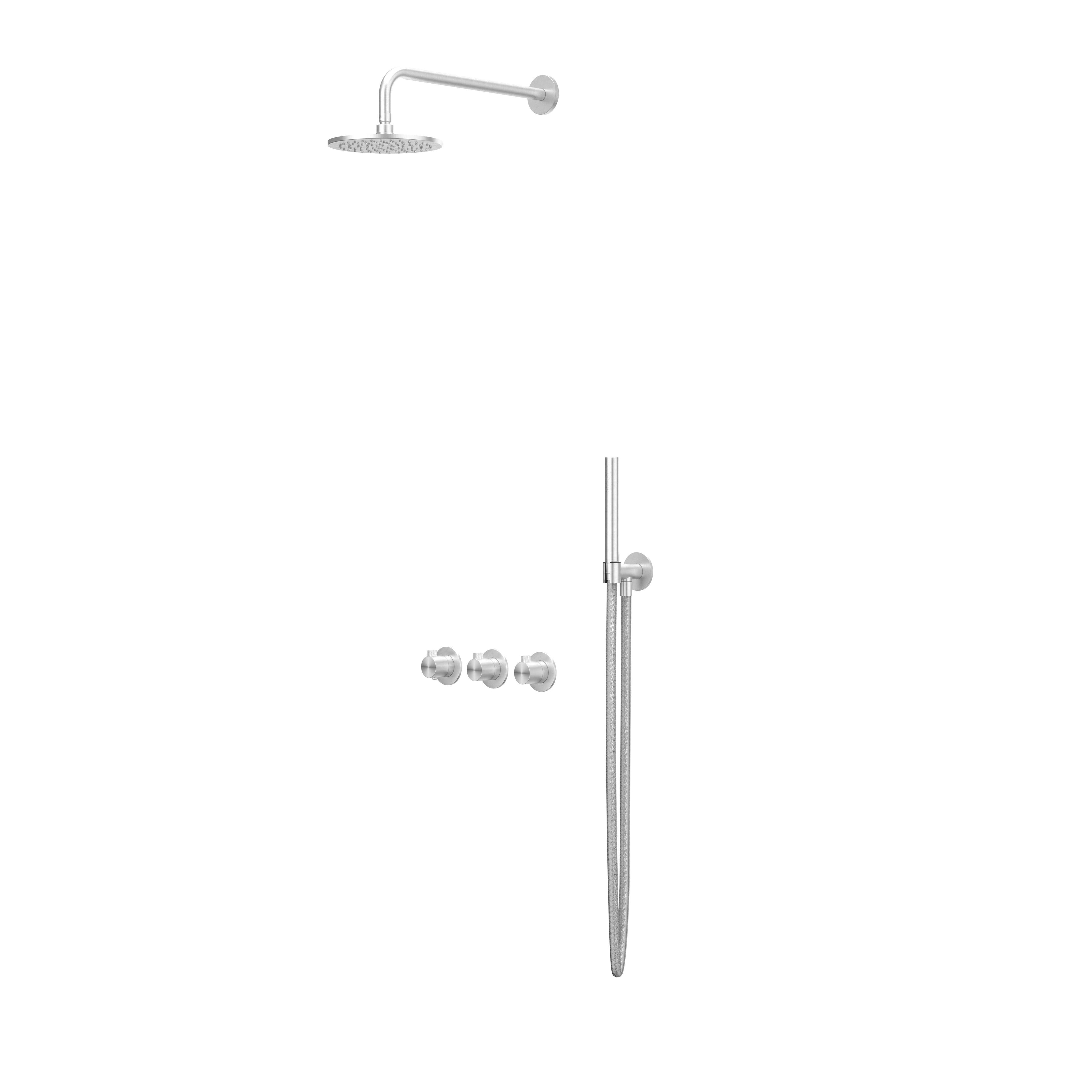 IVY Tribe inbouw regendoucheset symmetry 2 stopkranen - 30cm plafondbuis - 25cm medium hoofddouche - glijstang - staafhanddouche - rvs316 geborsteld
