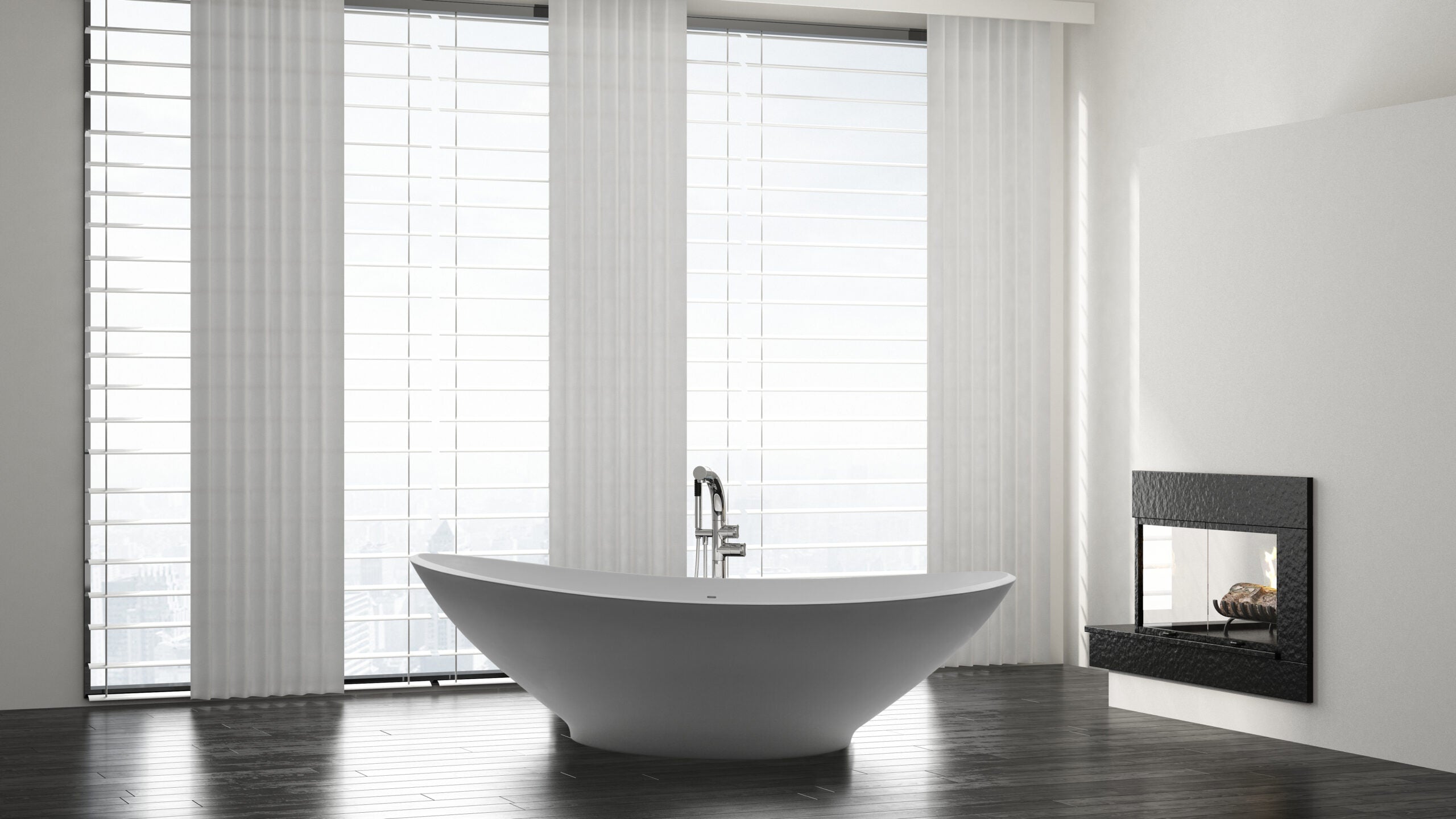 Arcqua - Perre solid surface vrijstaand bad 189x90x56 mat wit