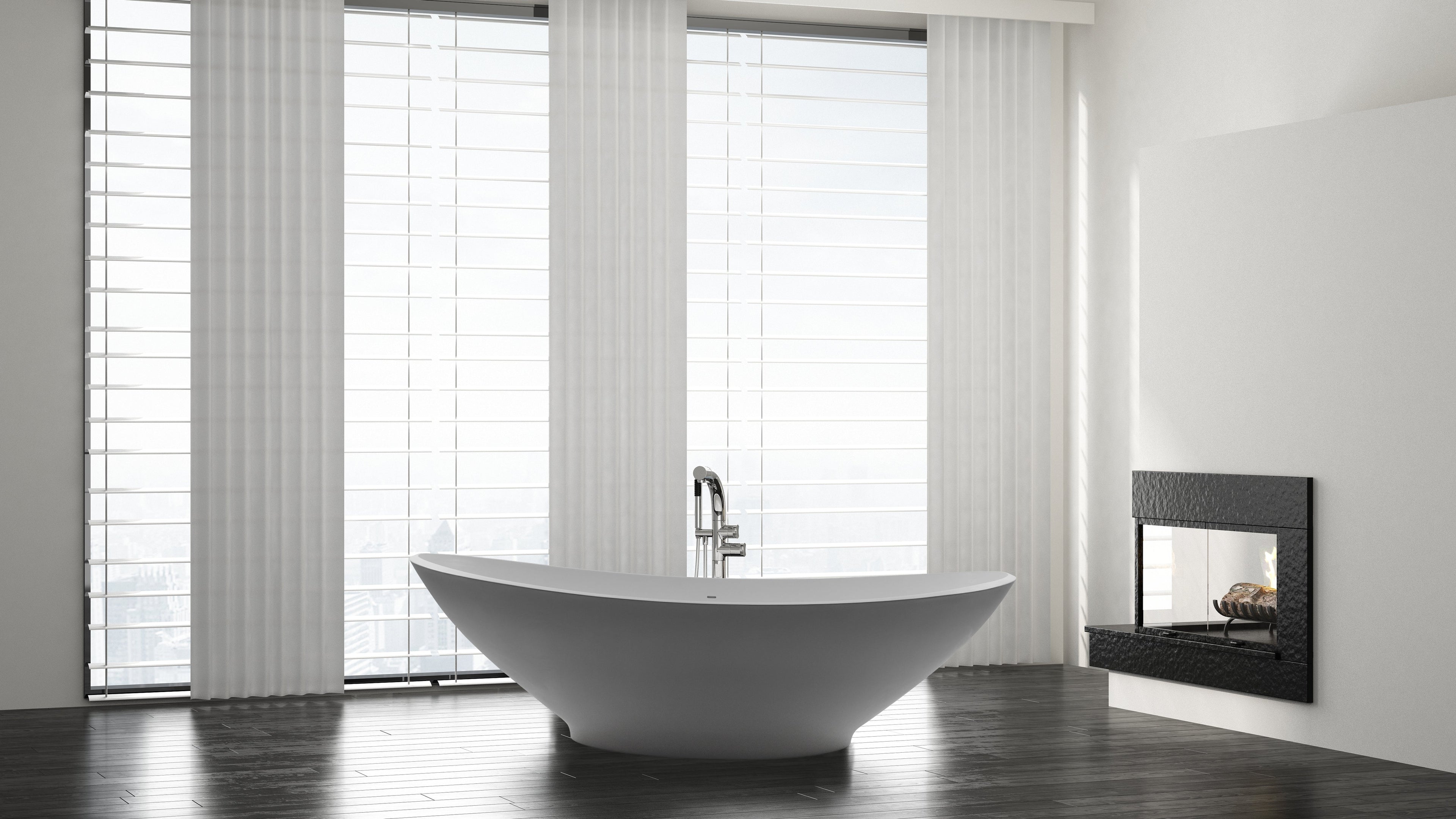 Arcqua - Perre solid surface vrijstaand bad 189x90x56 mat wit
