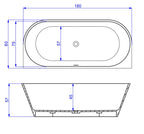Arcqua - Evi solid surface back to wall ligbad 180x80x57 mat wit