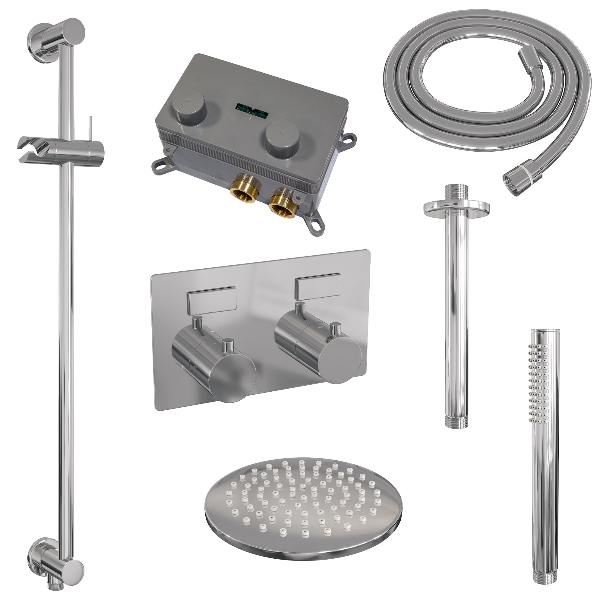 Brauer Edition inbouw doucheset - staafhanddouche - 30cm hoofdouche - plafondbuis - glijstang - chroom