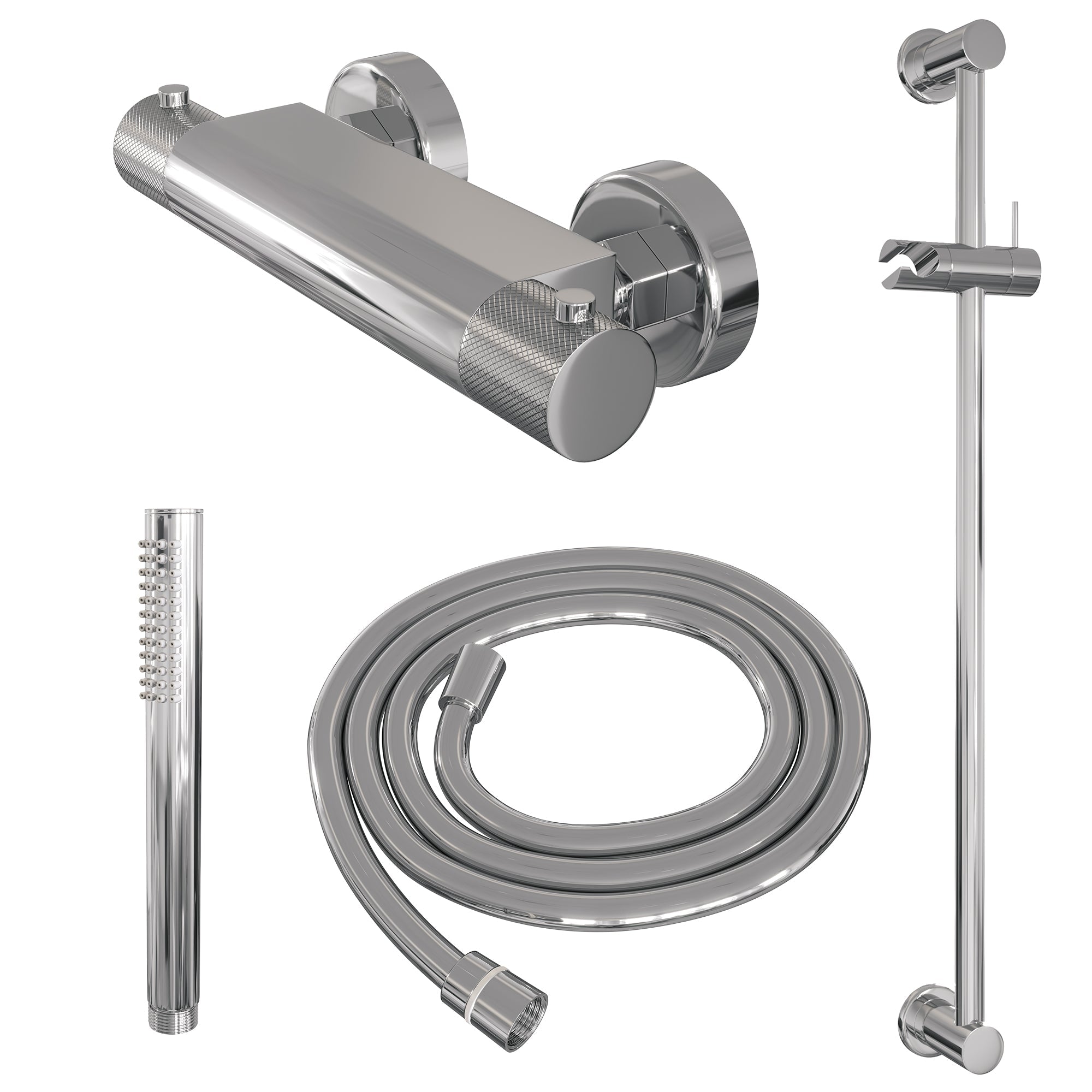 Brauer Carving glijstangset met thermostaat - staafhanddouche - chroom
