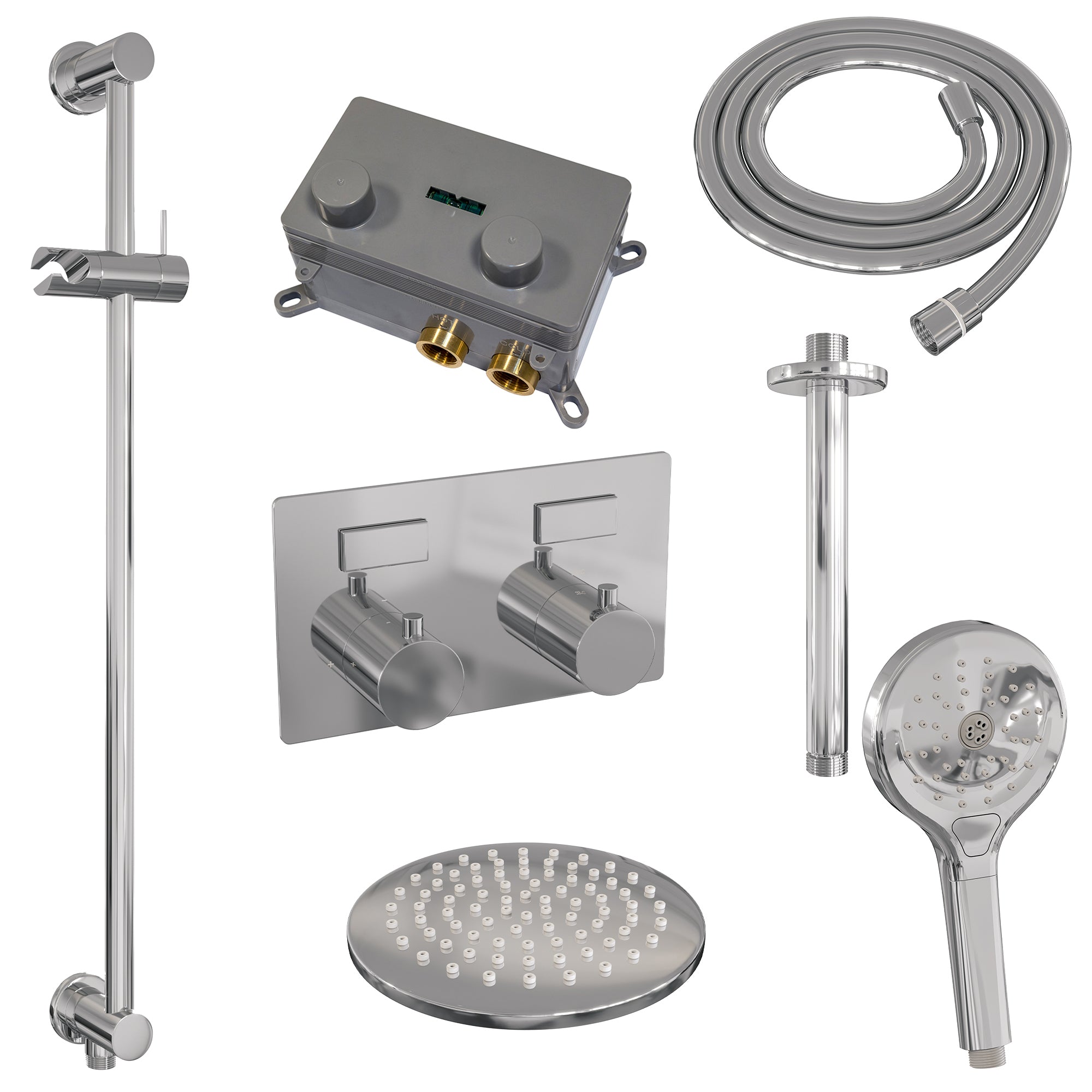 Brauer Edition inbouw doucheset - ronde handdouche - 20cm hoofdouche - plafondbuis - glijstang - chroom