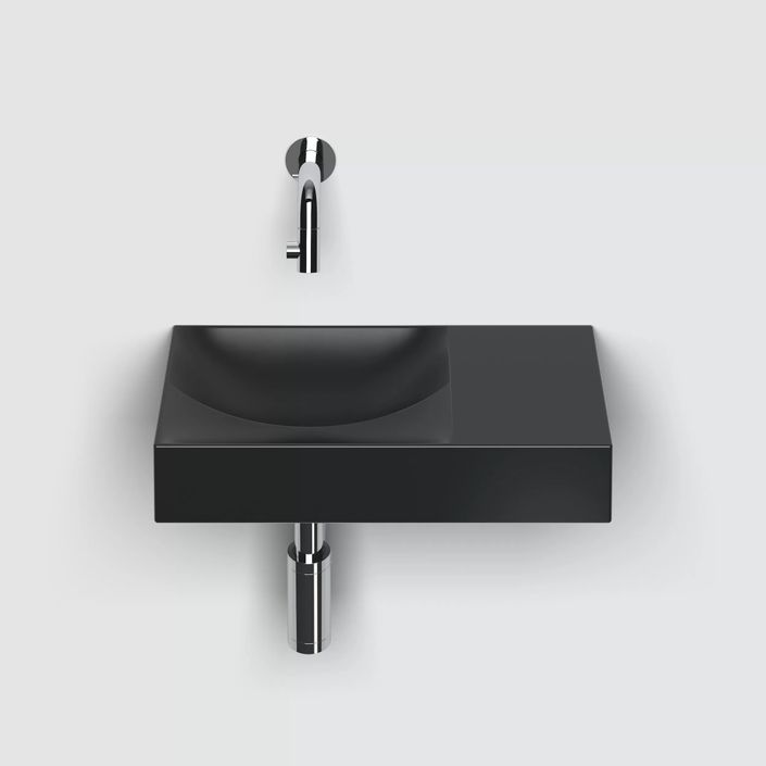 Clou Vale fontein 38cm zonder kraangat rechts - mat zwart keramiek -  CL/03.30161.R