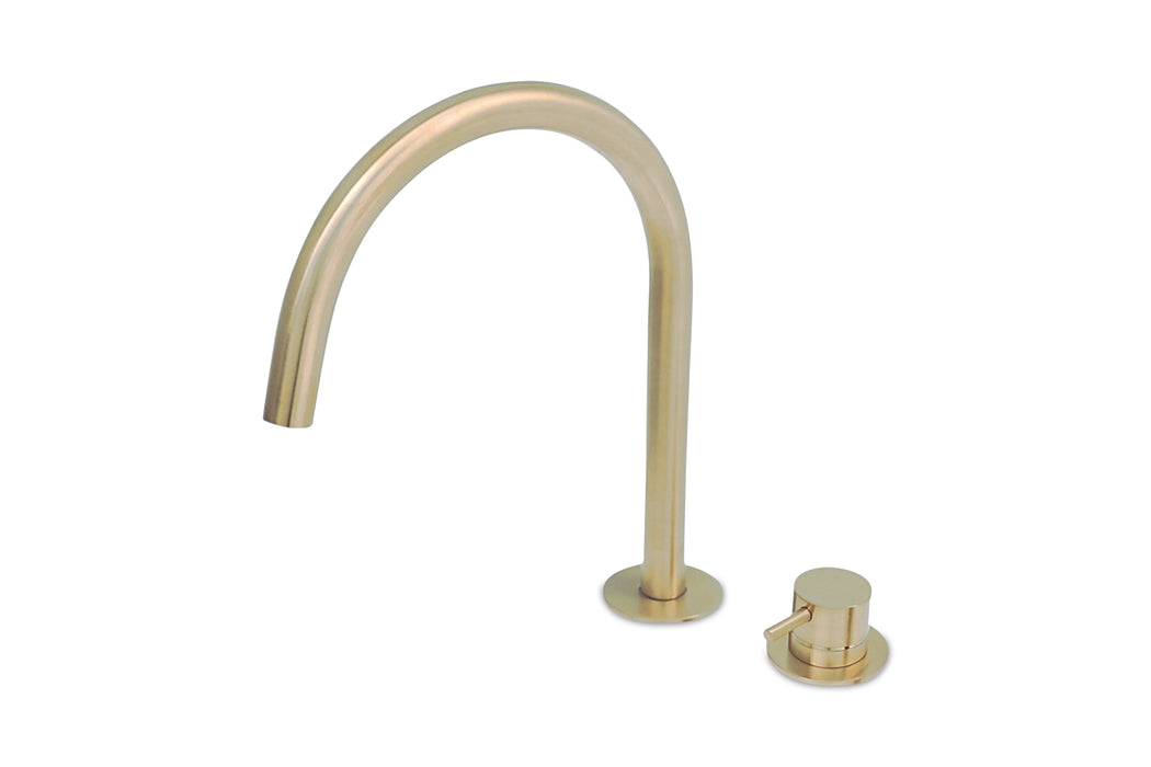 Lagoo - Garda - Wastafelmengkraan (2-gats) met draaibare uitloop (medium) - Geborsteld Champagne PVD - G1230PG