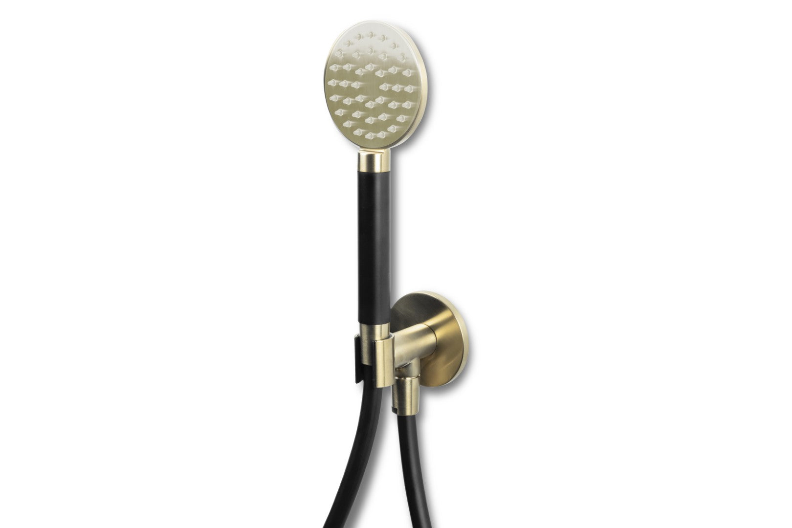 Lagoo - Garda - Handdouchehouder met wanduitlaat, handdouche (rond) en doucheslang (150 cm) - Geborsteld Champagne PVD - G2242PG