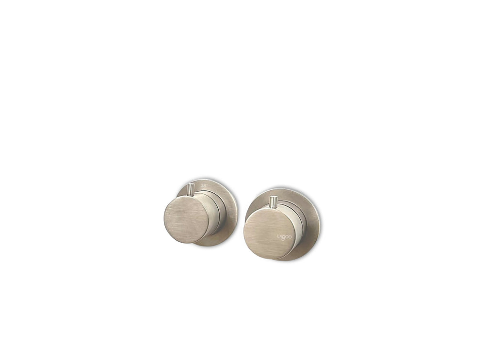 Lagoo - Garda - Inbouw douche thermostaat 'Tripple7' met 1 stopkraan (afbouwdeel) - Geborsteld Nikkel - G2267BN