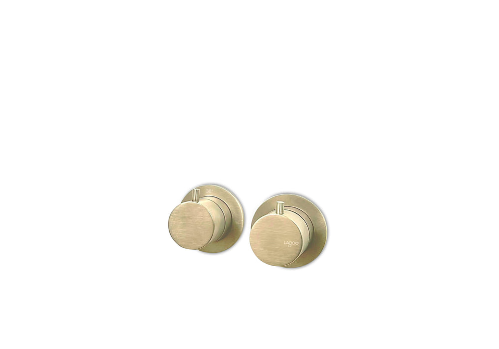 Lagoo - Garda - Inbouw douche thermostaat 'Tripple7' met 1 stopkraan (afbouwdeel) - Geborsteld Champagne PVD - G2267PG