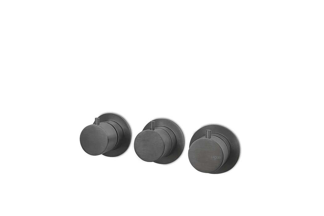 Lagoo - Garda - Inbouw douche thermostaat 'Tripple7' met 2-weg omstel (afbouwdeel) - Geborsteld Gun Metal PVD - G2271GM