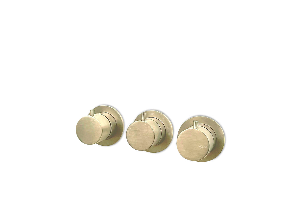 Lagoo - Garda - Inbouw douche thermostaat 'Tripple7' met 2-weg omstel (afbouwdeel) - Geborsteld Champagne PVD - G2271PG