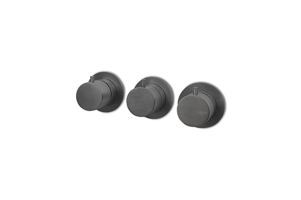 Lagoo - Garda - Inbouw douche/bad thermostaat 'Tripple7' met 3-weg omstel (afbouwdeel) - Geborsteld Gun Metal PVD - G2275GM