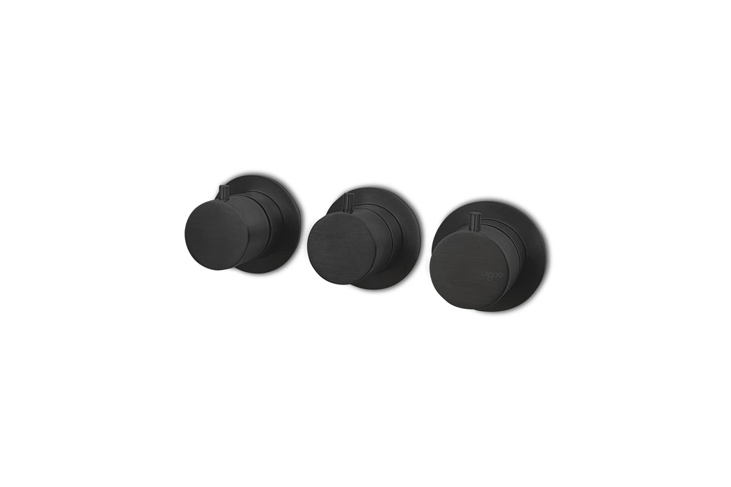 Lagoo - Garda - Inbouw douche/bad thermostaat 'Tripple7' met 3-weg omstel (afbouwdeel) - Mat Zwart - G2275MB