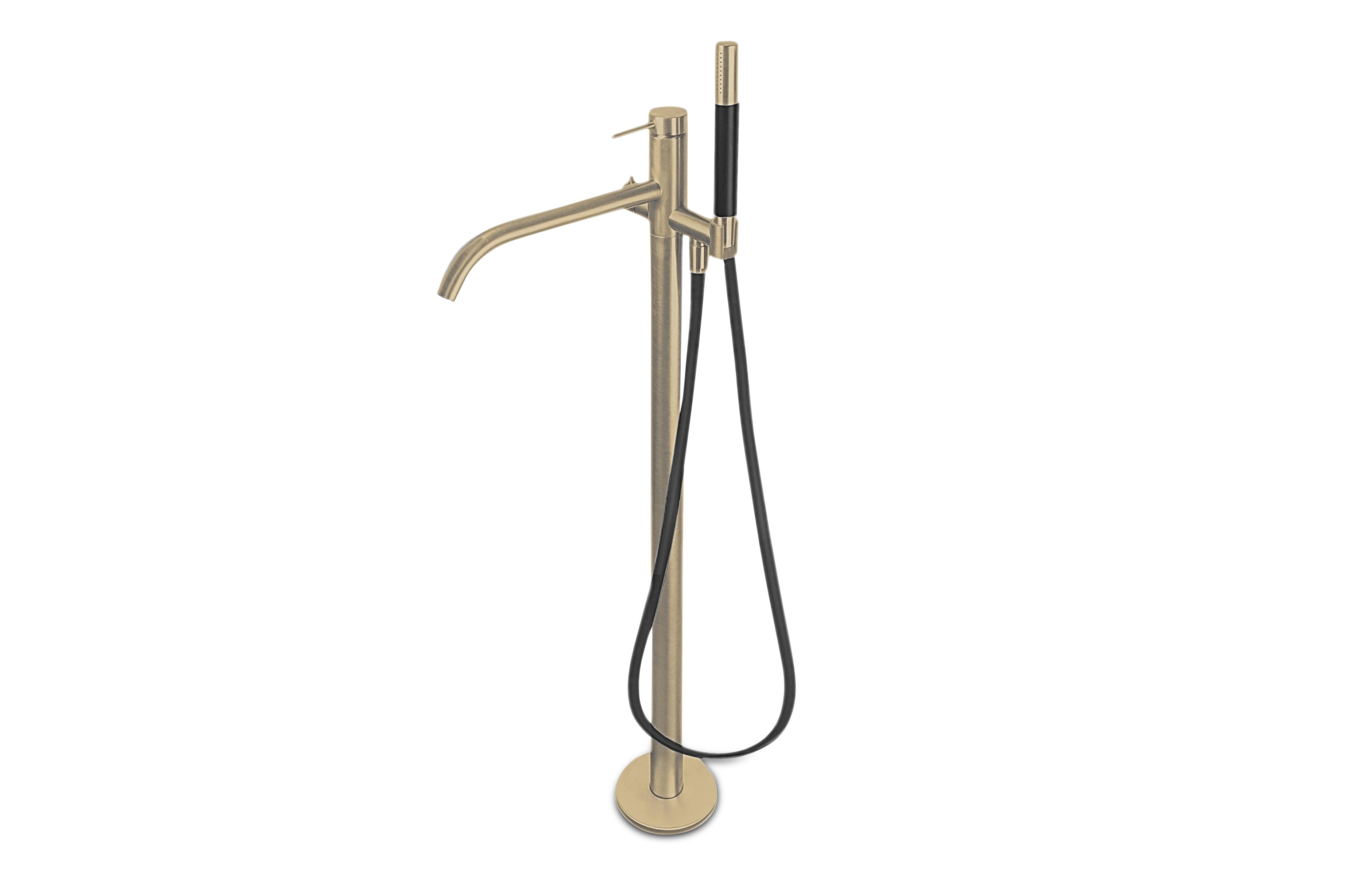 Lagoo - Garda - Vrijstaande badmengkraan (afbouwdeel) met onafhankelijke mixer, handdouche (staaf), doucheslang (150 cm)  - Geborsteld Champagne PVD - G3204PG
