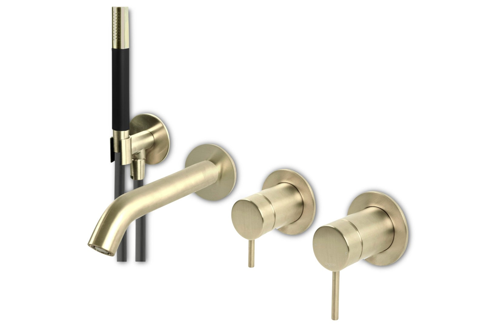 Lagoo - Garda - Inbouw douche/badmengkraan (afbouwdeel) met omstel, handdouche (staaf) en doucheslang - Geborsteld Champagne PVD - G3206PG