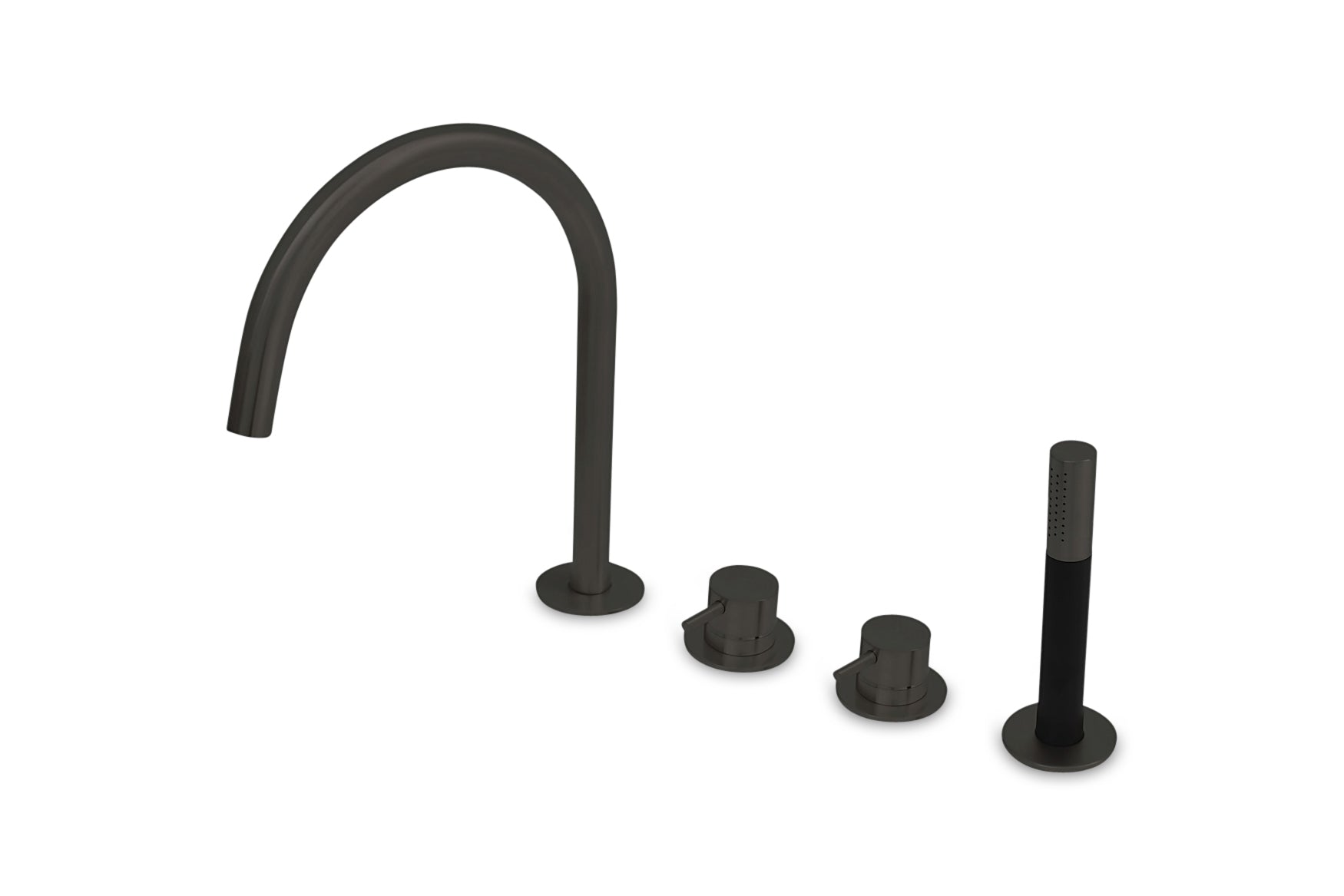 Lagoo - Garda - Badrandcombinatie met mengkraan, uitloop, 2 mengkranen en handdouche (staaf) - Mat Zwart - G3210MB